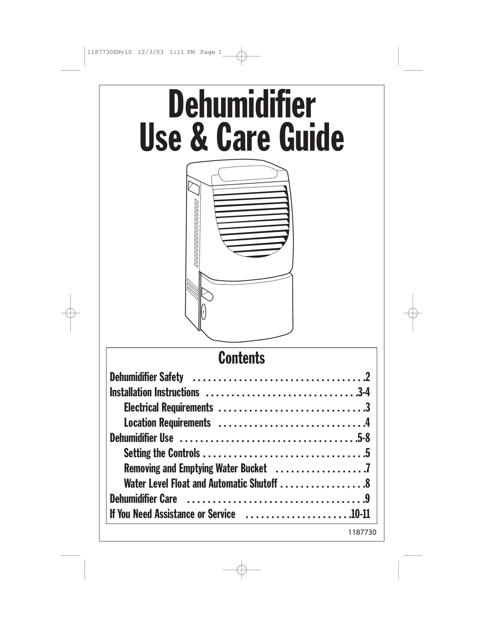 Whirlpool AD65USM2 Dehumidifier User Manual