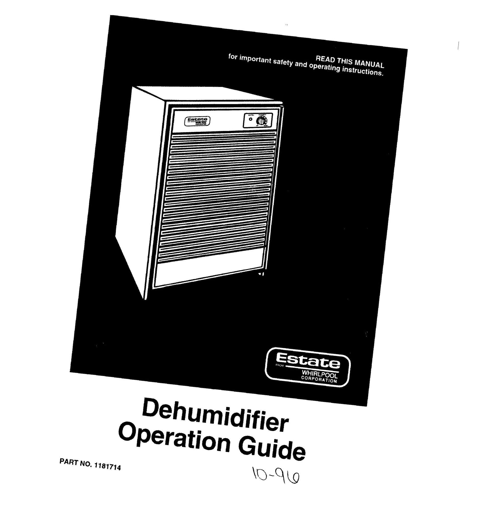 Whirlpool TD2500XF0 Dehumidifier User Manual