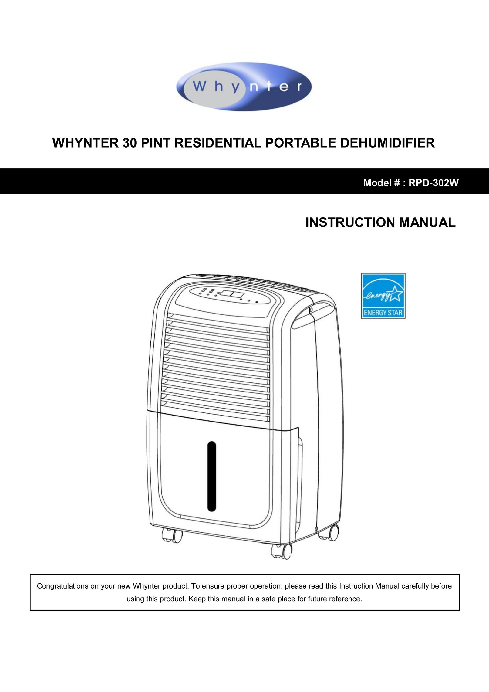 Whynter RPD-302W Dehumidifier User Manual
