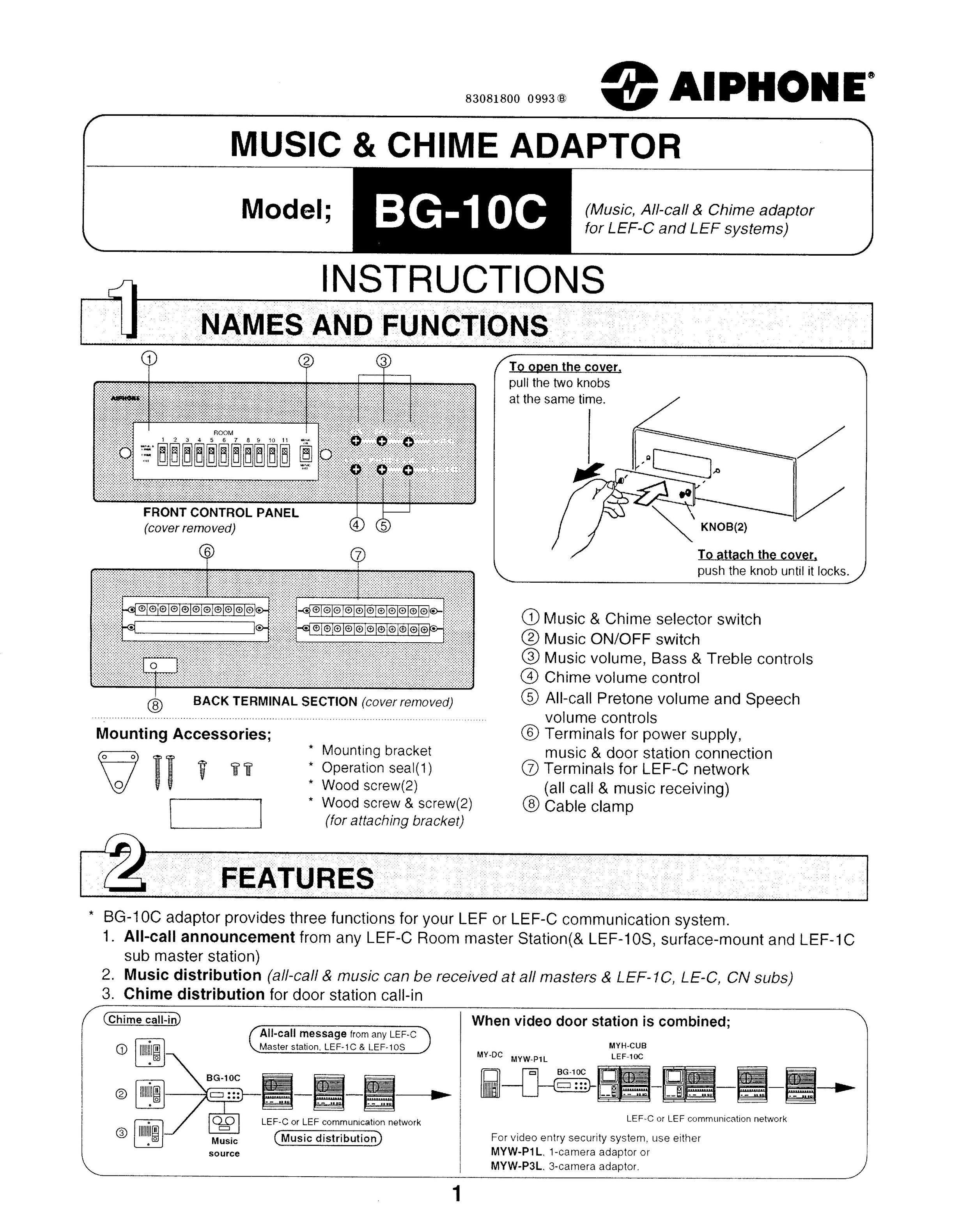 Aiphone BG-10C Door User Manual