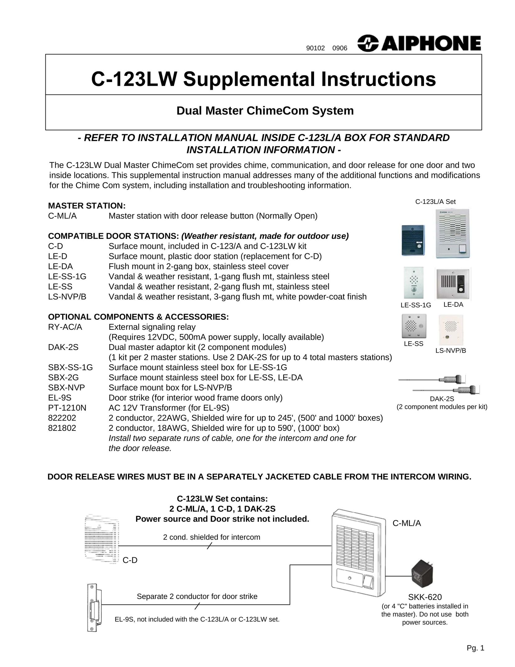 Aiphone C-123LW Door User Manual