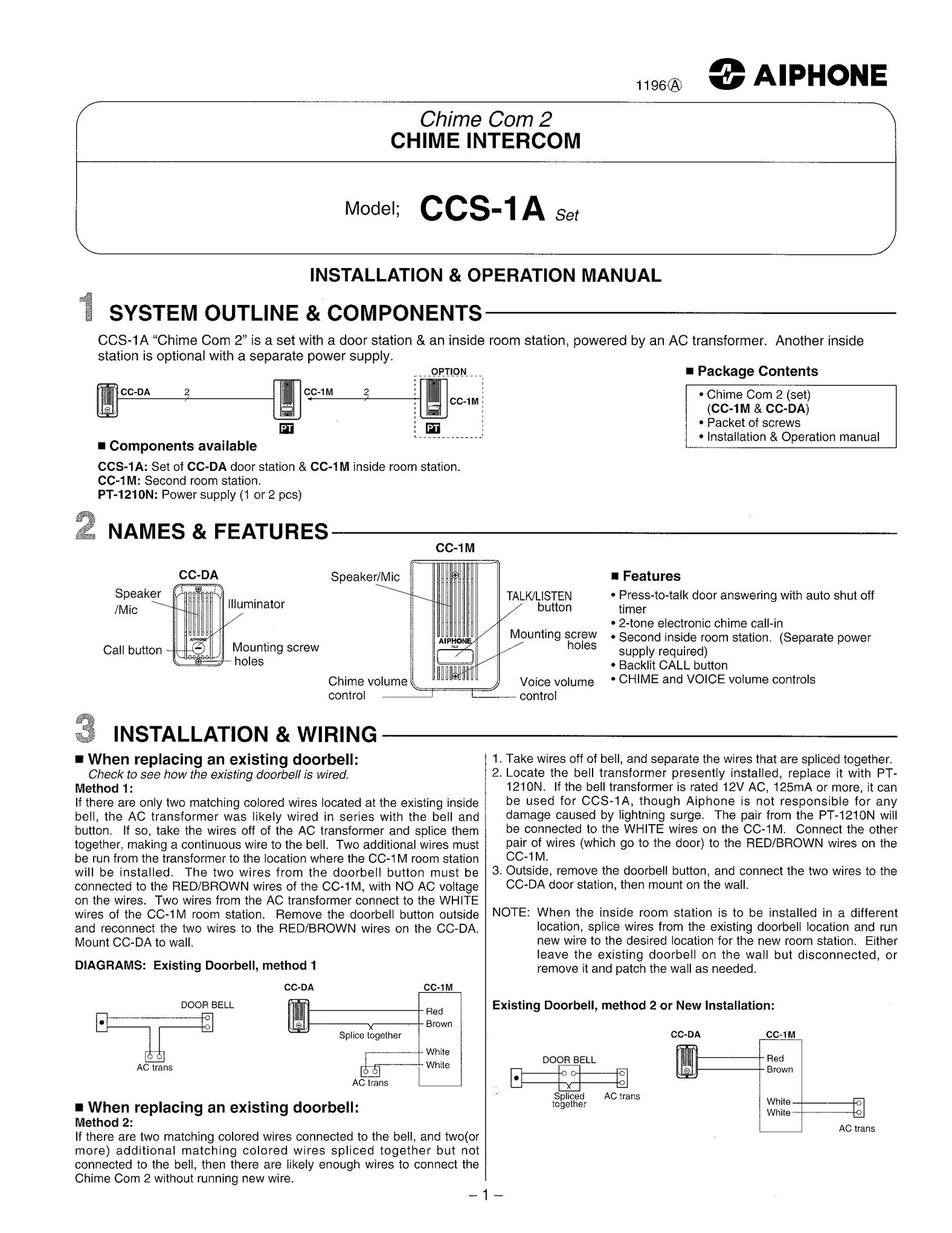 Aiphone CCS-1A Door User Manual