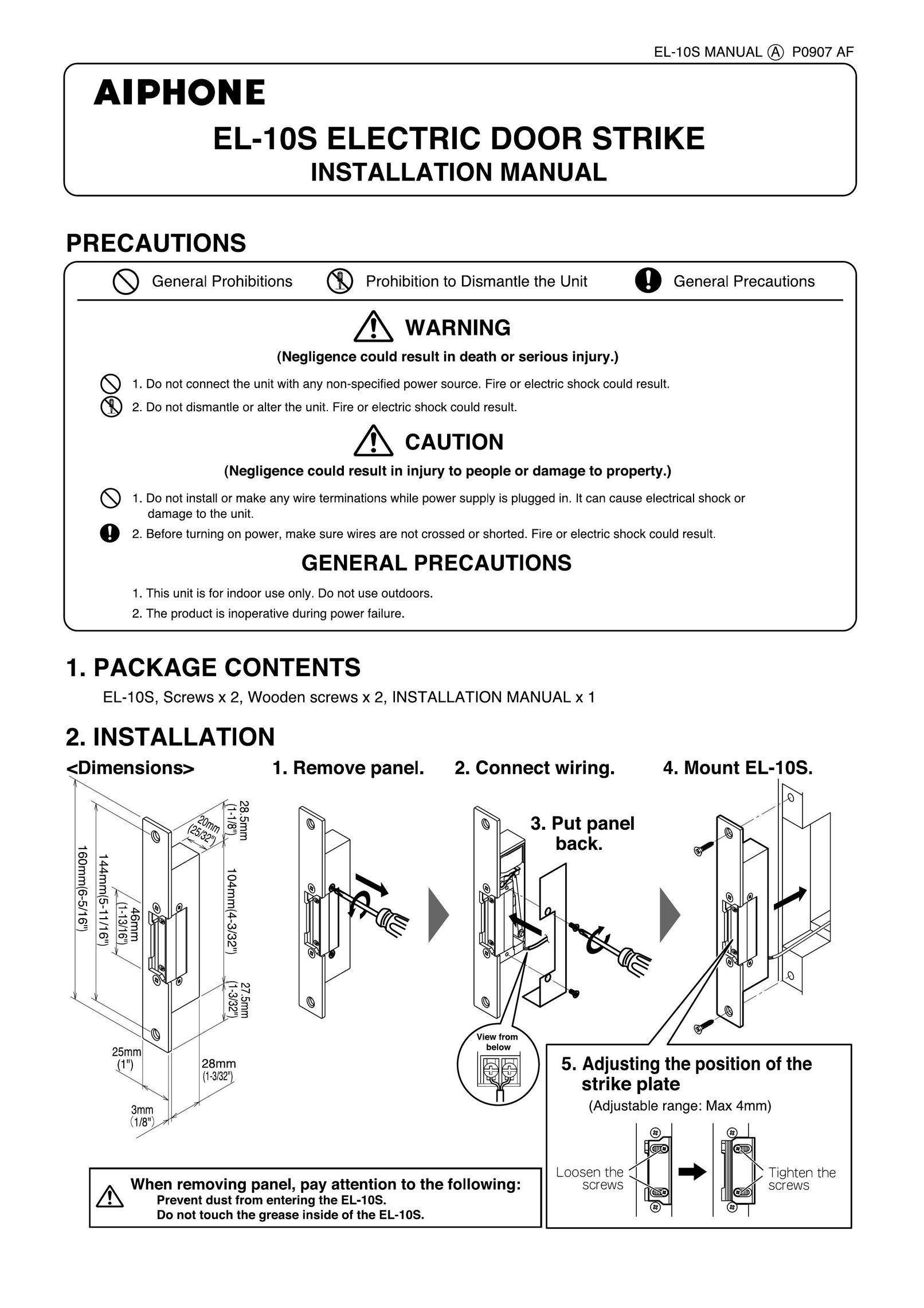 Aiphone EL-10S Door User Manual