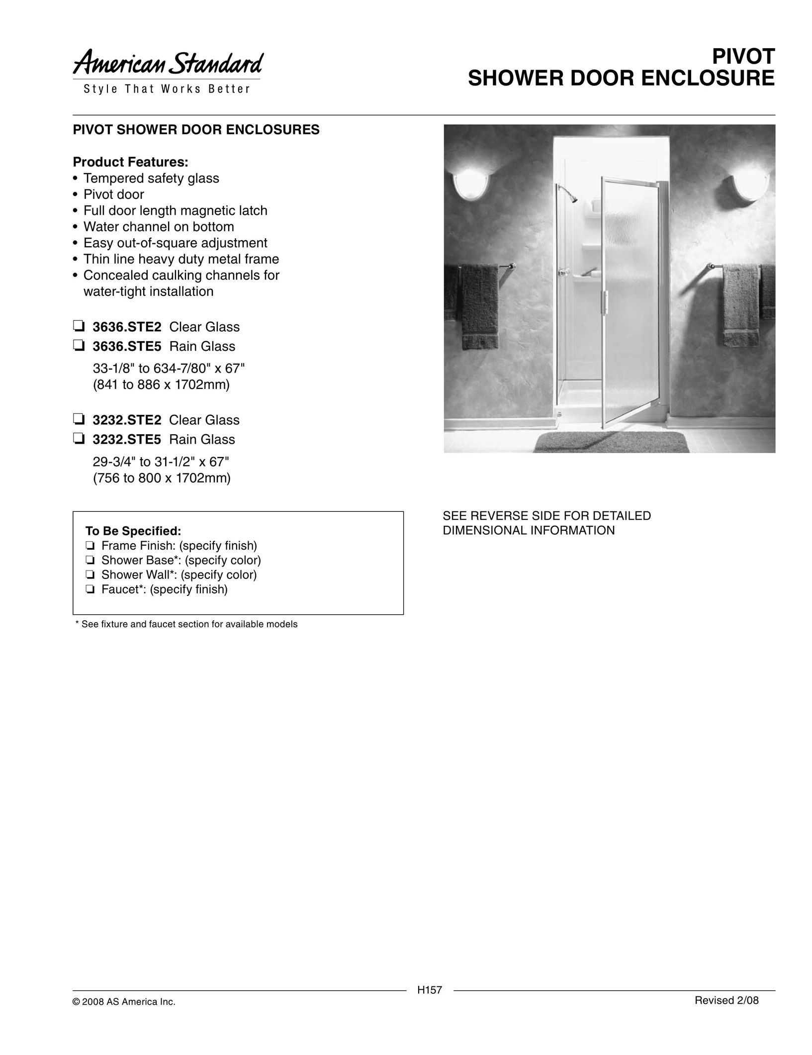 American Standard 3232.STE2 Door User Manual
