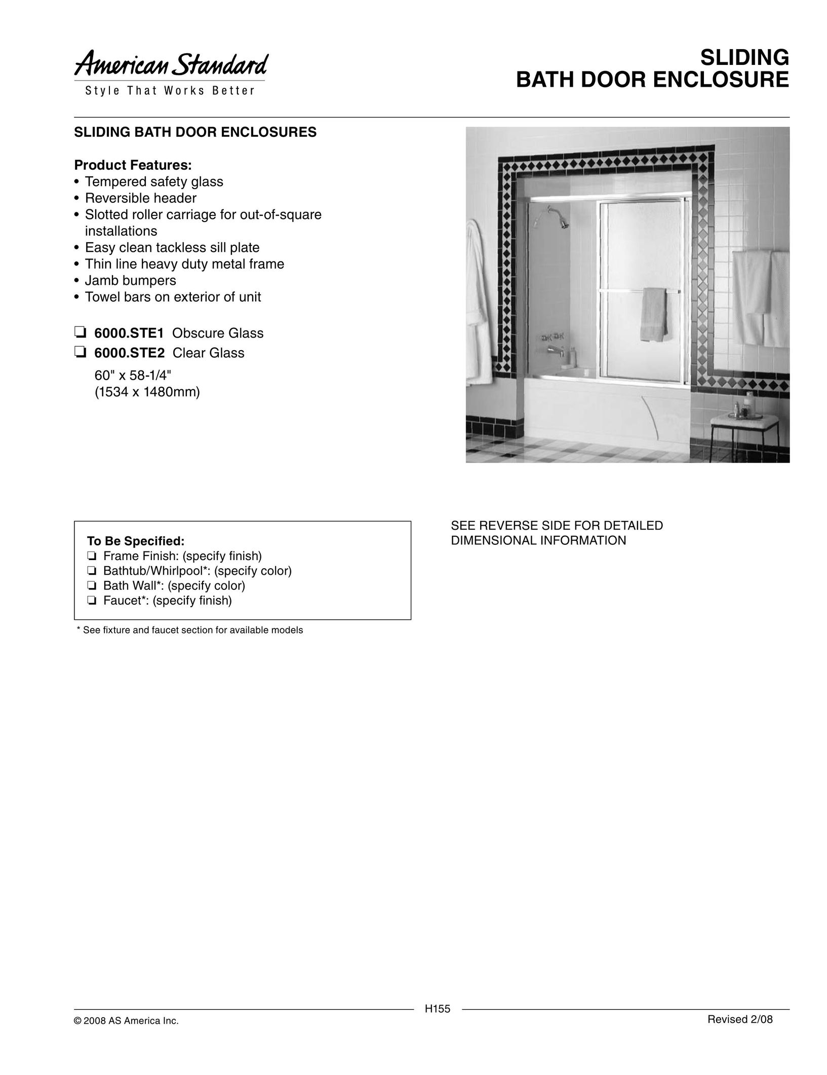 American Standard 6000.STE1 Door User Manual