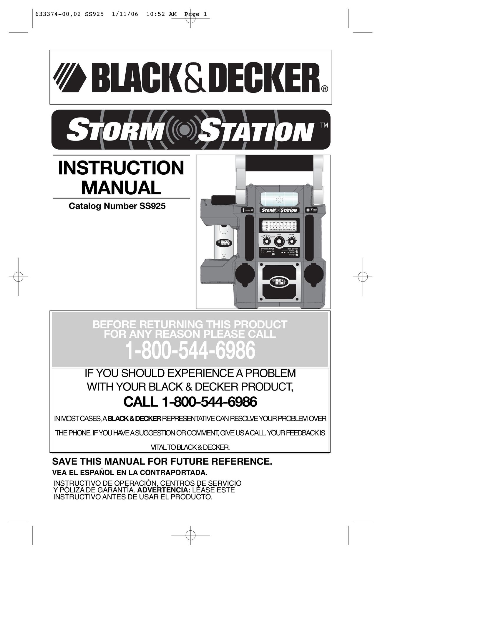 Black & Decker SS925 Door User Manual