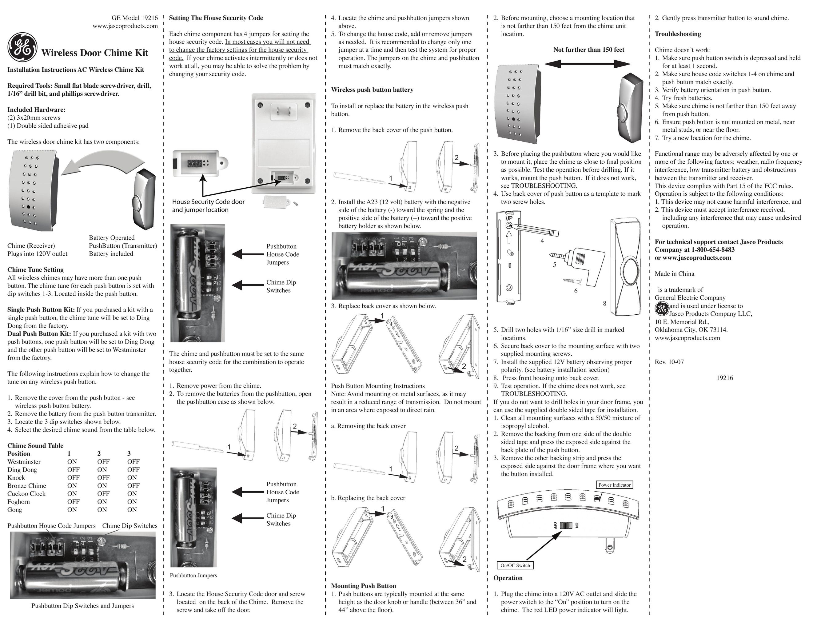 GE 19216 Door User Manual