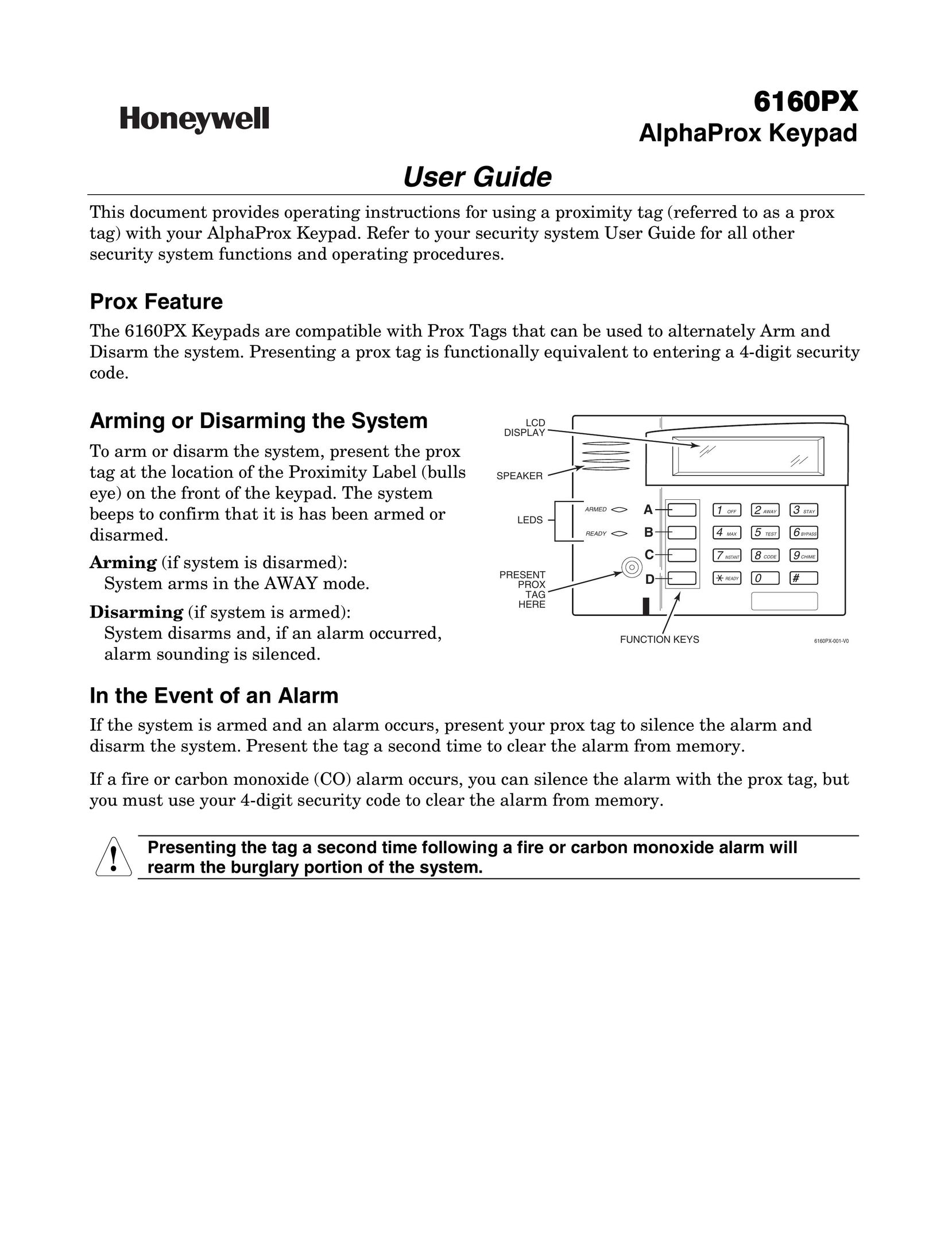 Honeywell 6160PX Door User Manual
