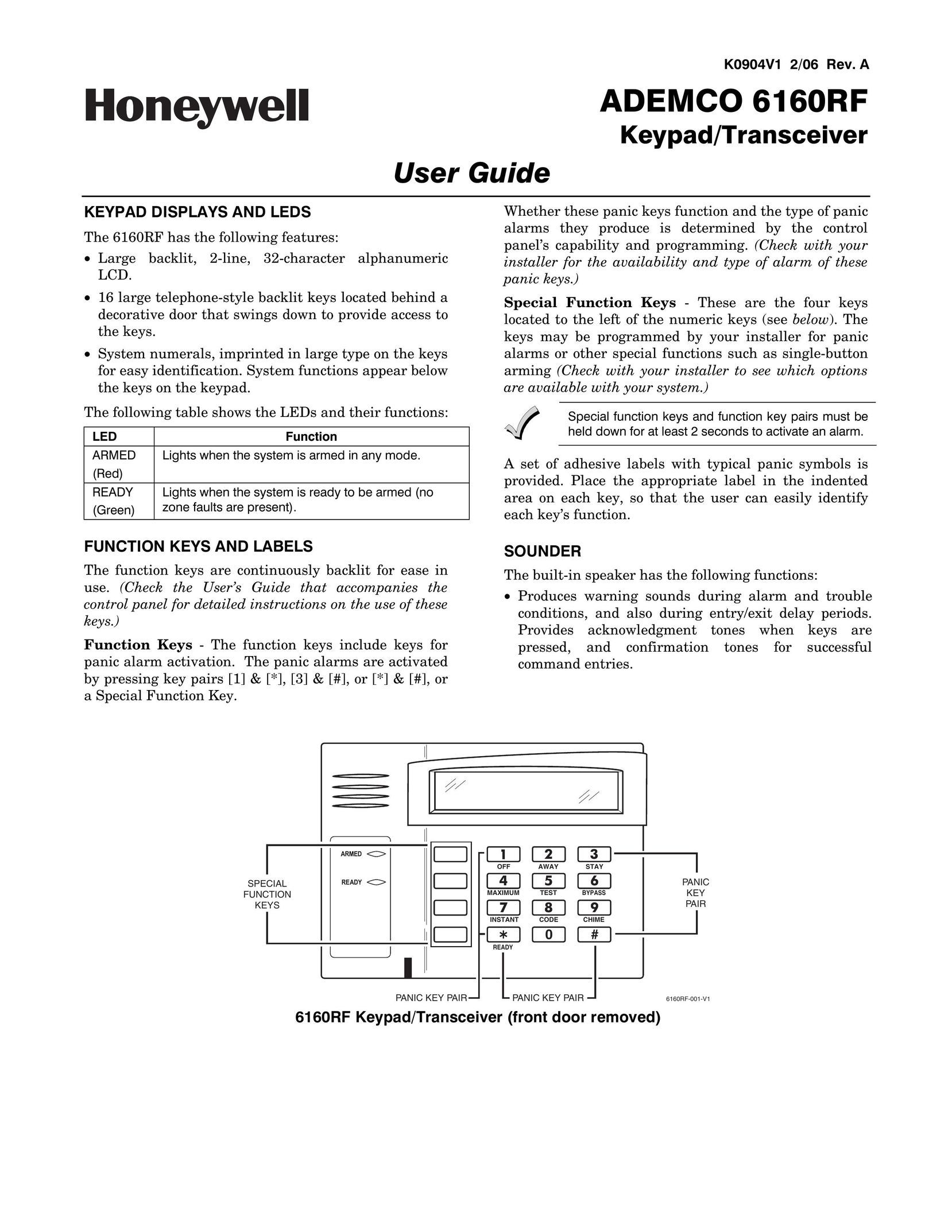 Honeywell 6160RF Door User Manual