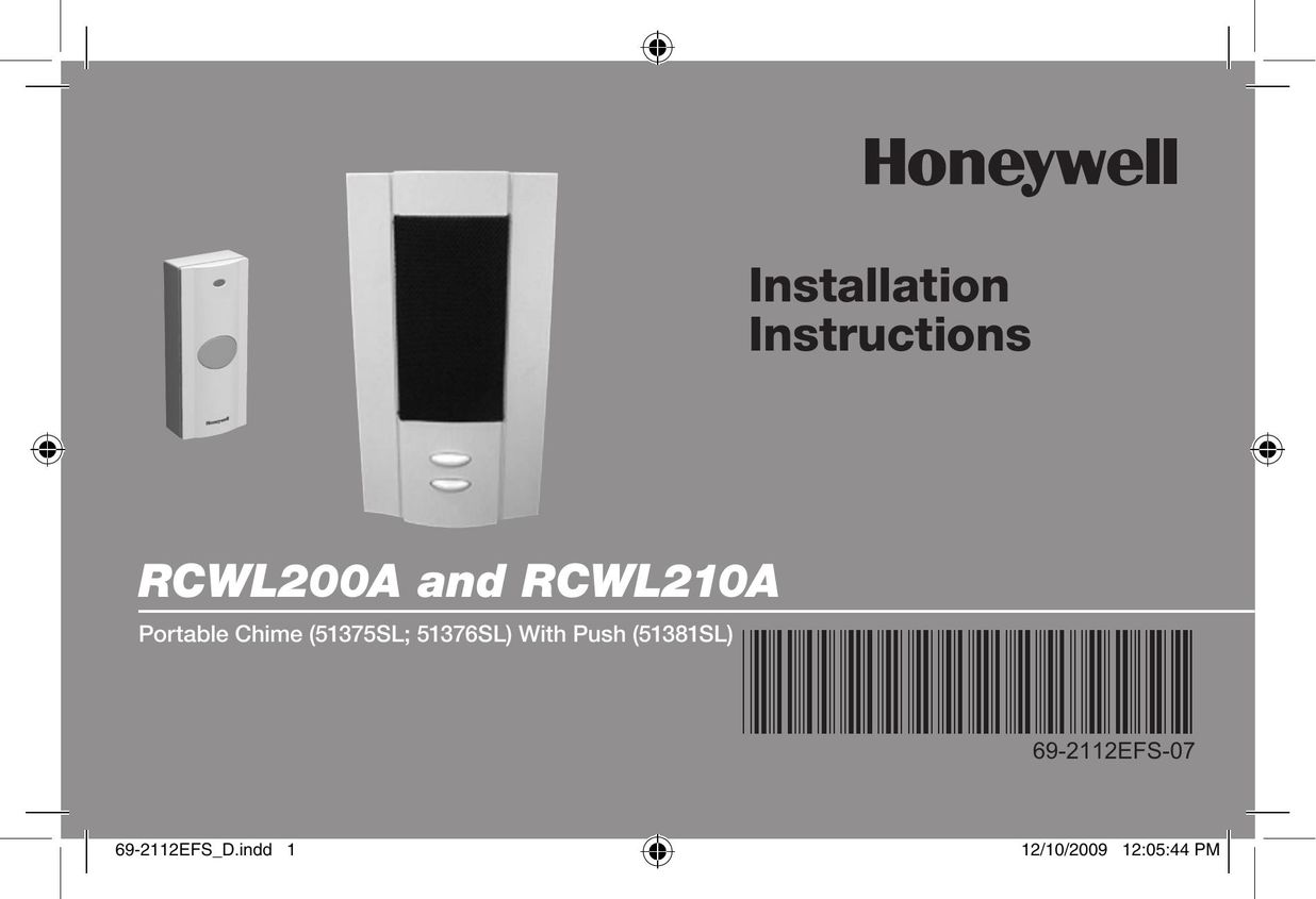 Honeywell RCWL210A Door User Manual