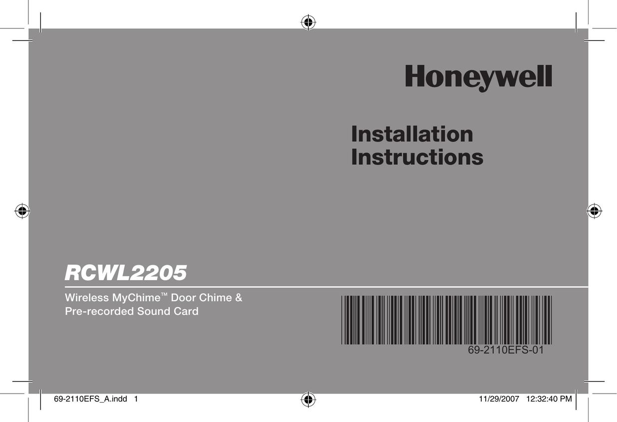 Honeywell RCWL2205 Door User Manual