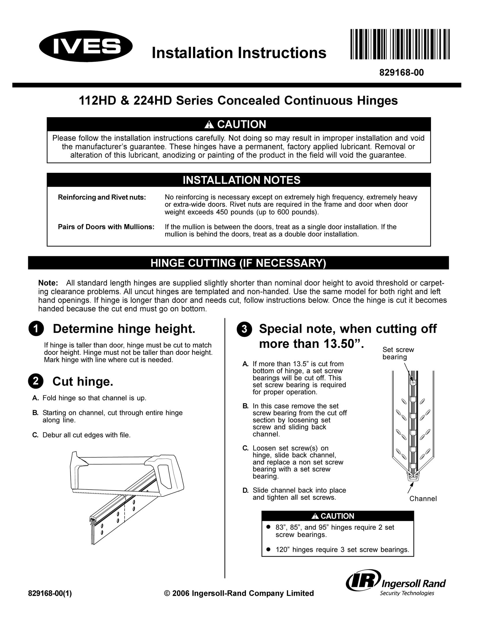 Ives 112HD Series Door User Manual