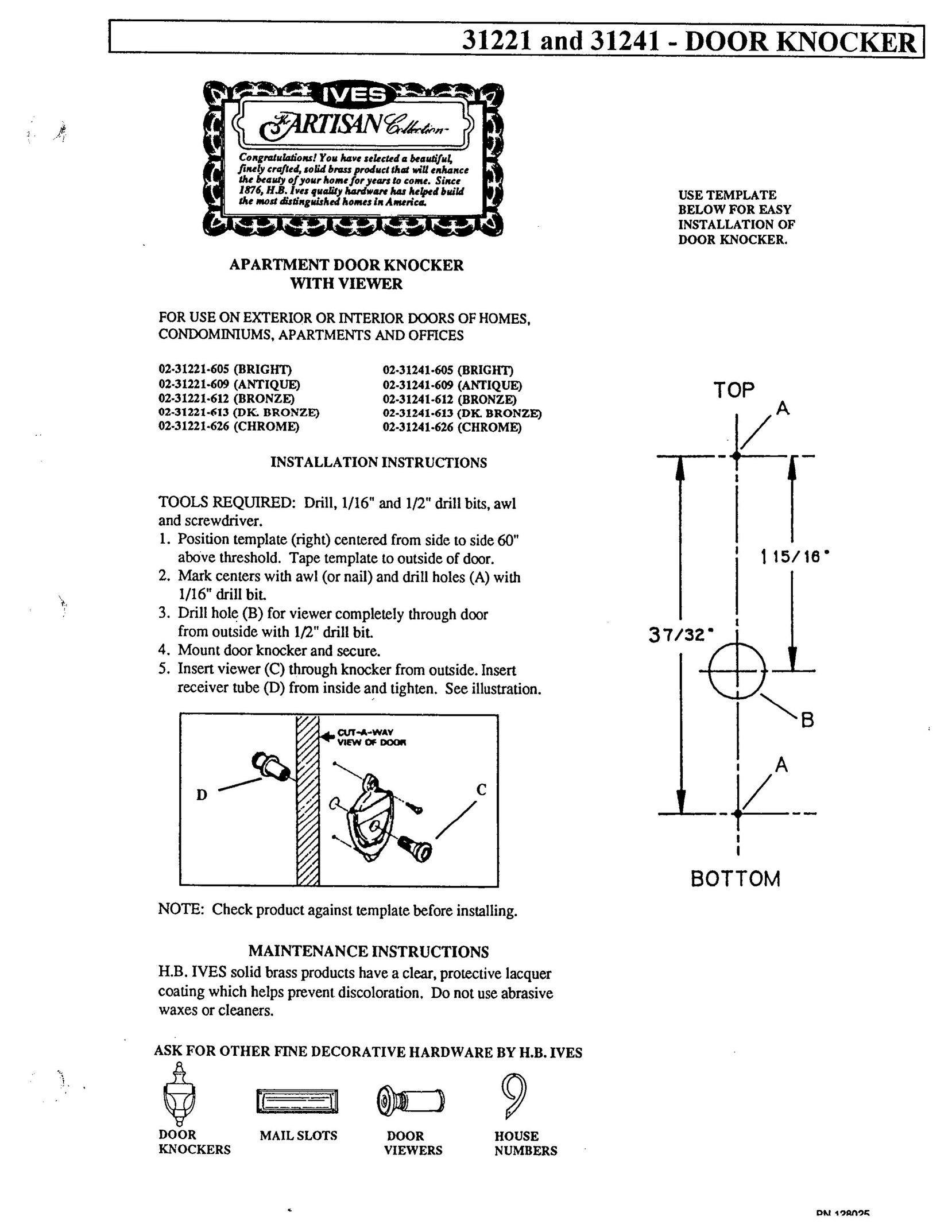 Ives 31221 Door User Manual