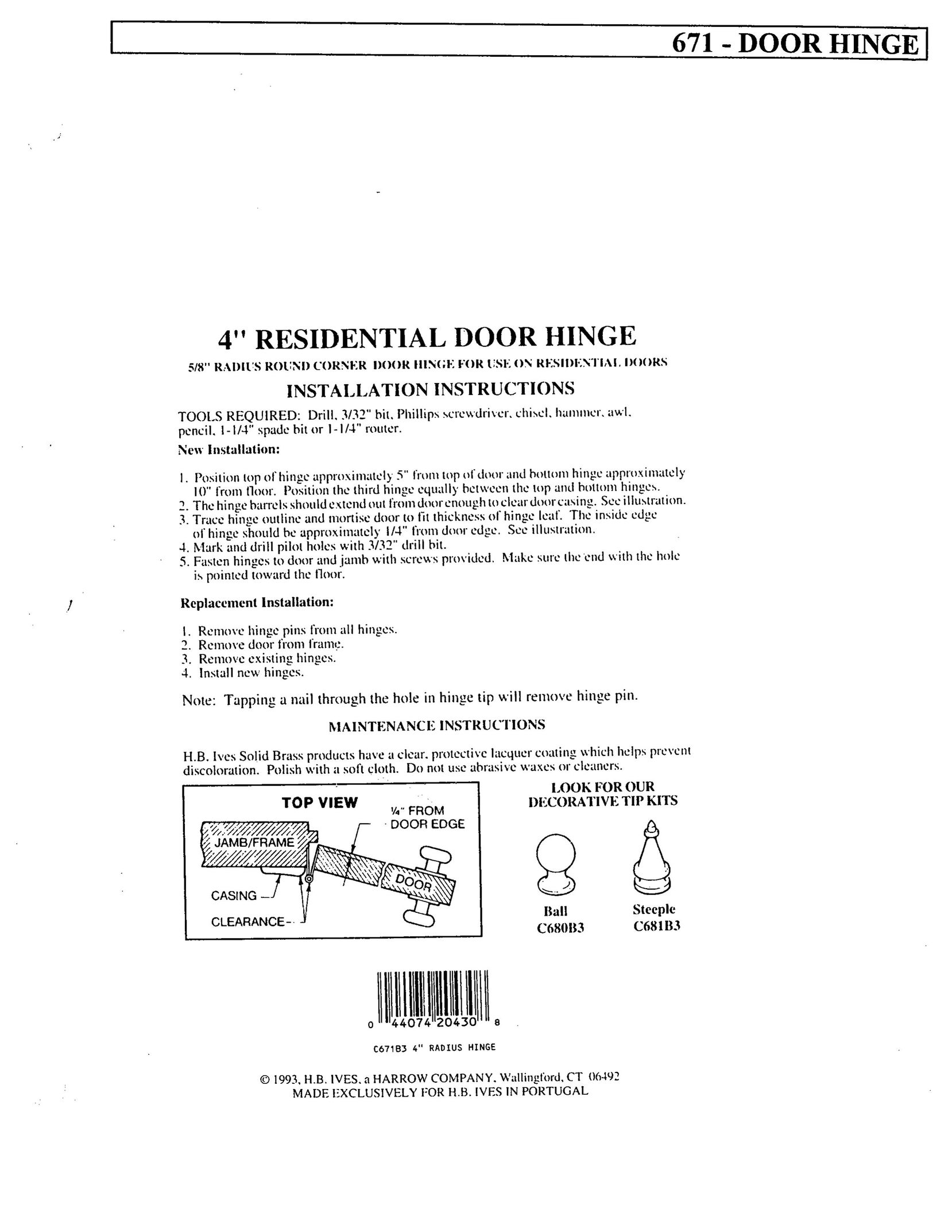 Ives 671 Door User Manual
