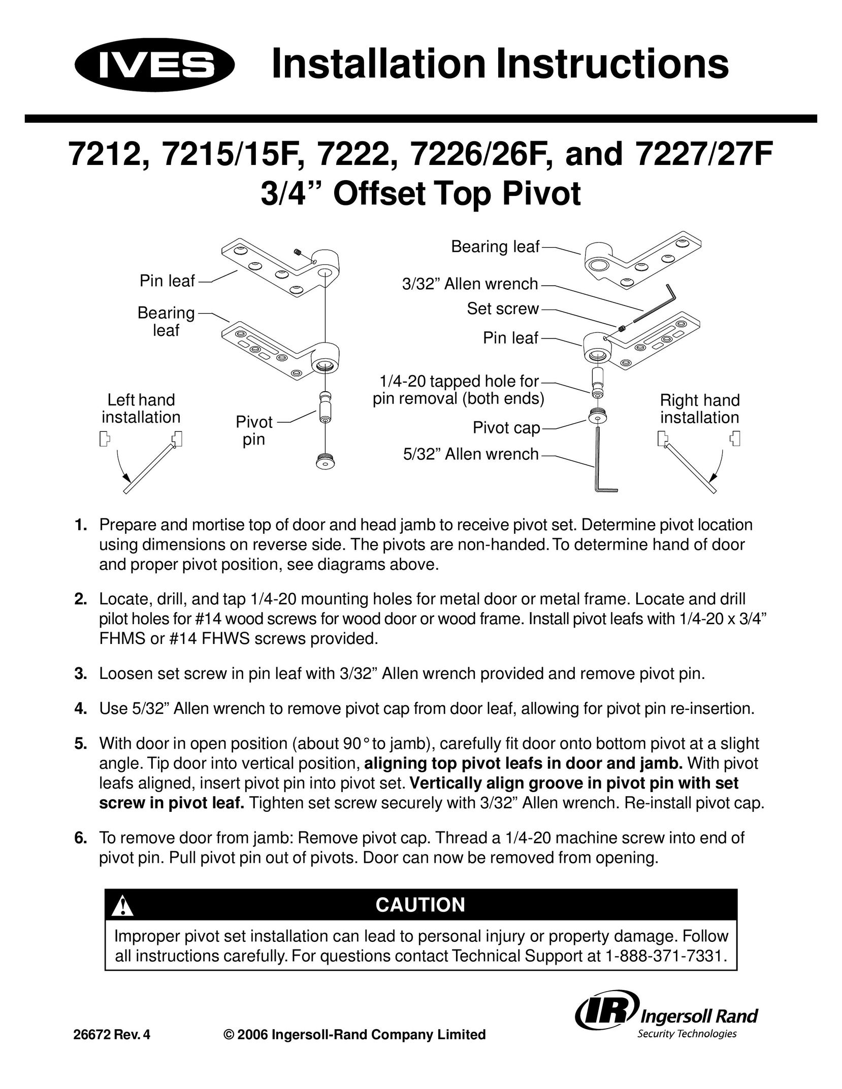 Ives 7226/26F Door User Manual
