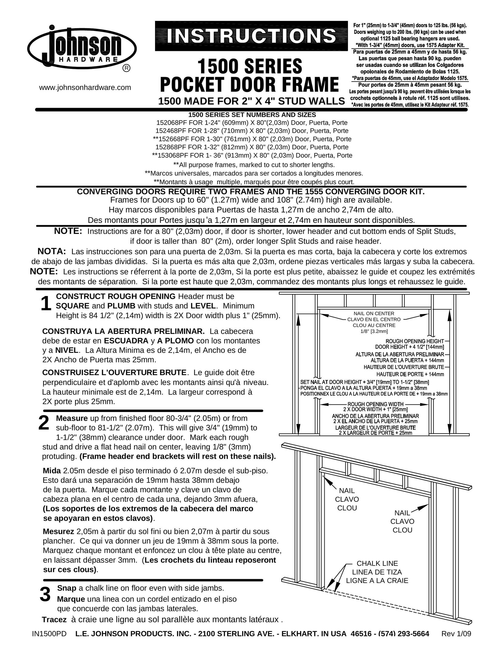 Johnson Hardware 152068PF Door User Manual