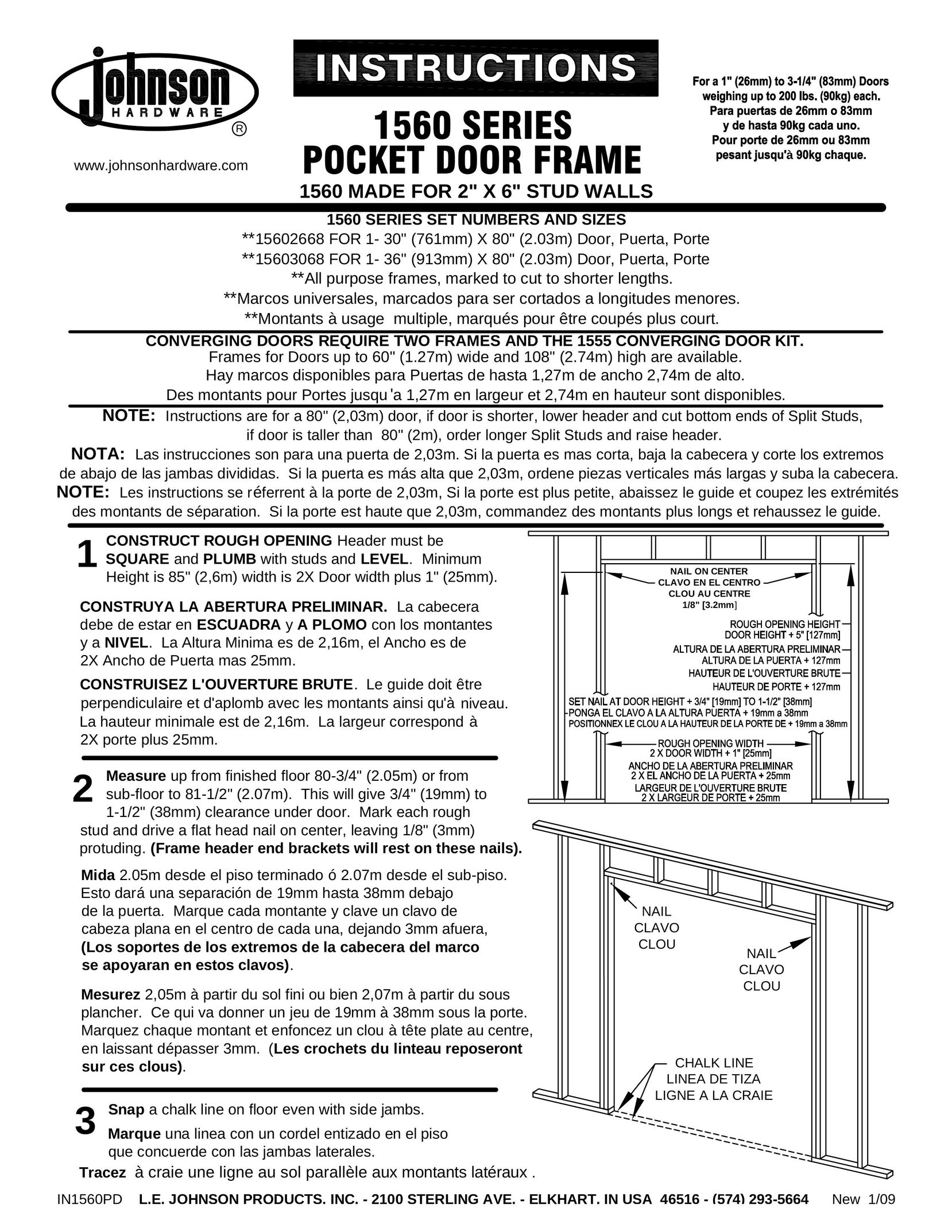 Johnson Hardware 15603068 Door User Manual
