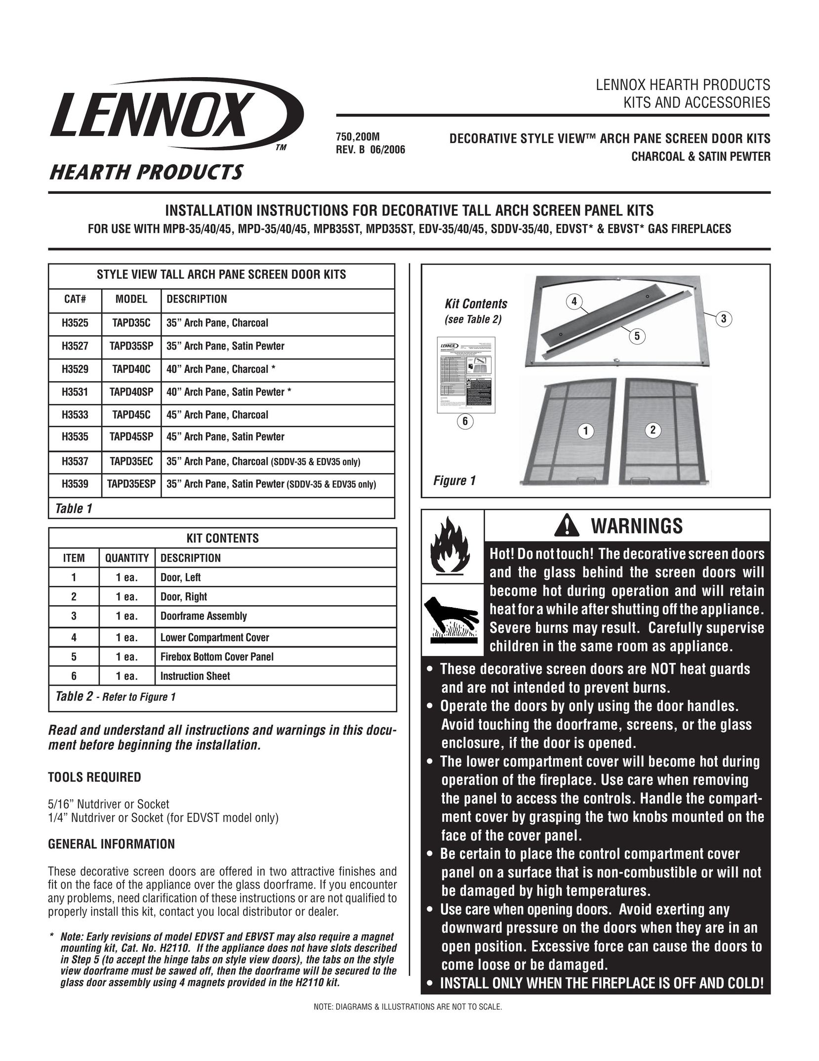 Lennox Hearth TAPD45SP Door User Manual