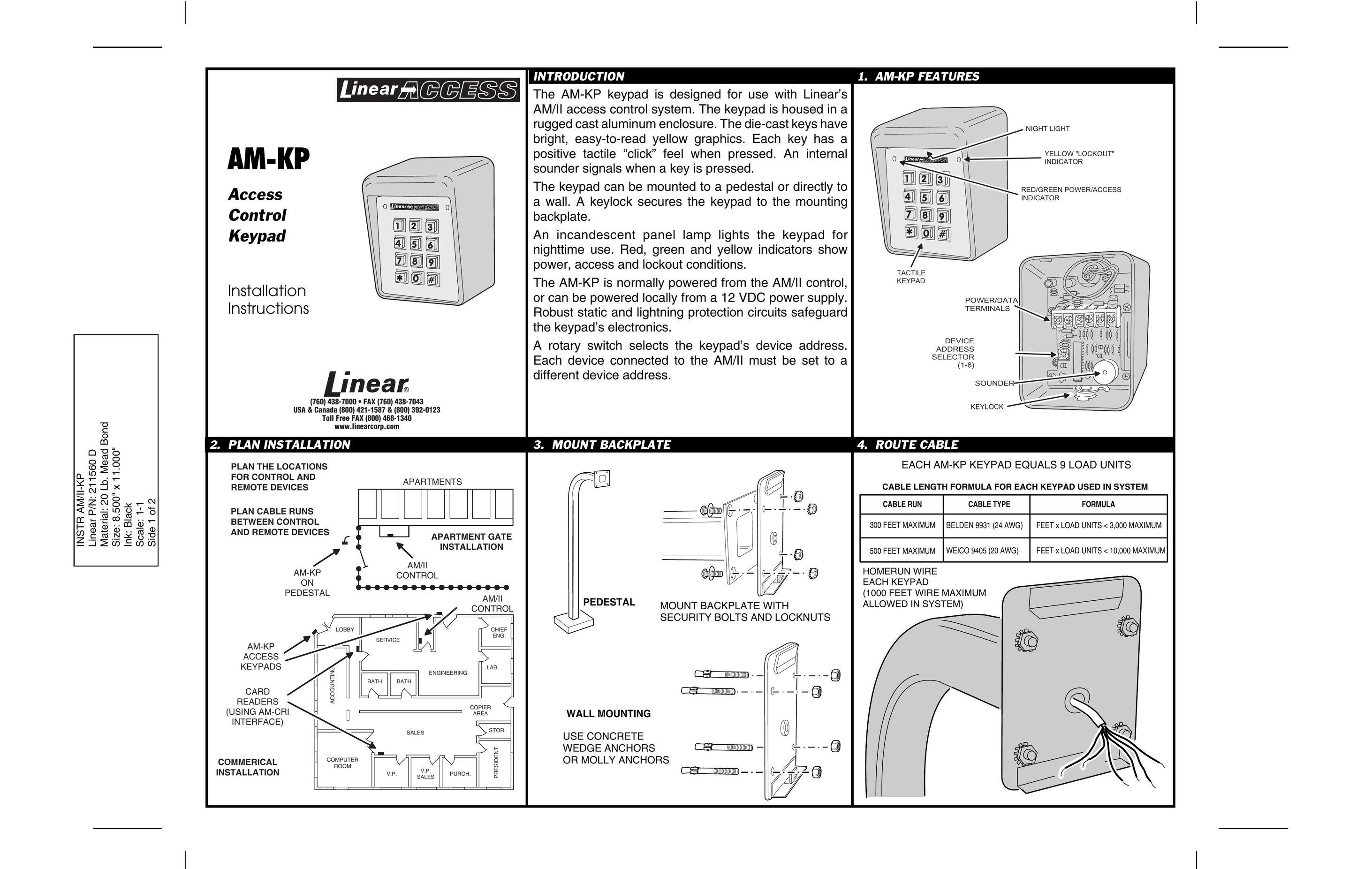 Linear AM-KP Door User Manual