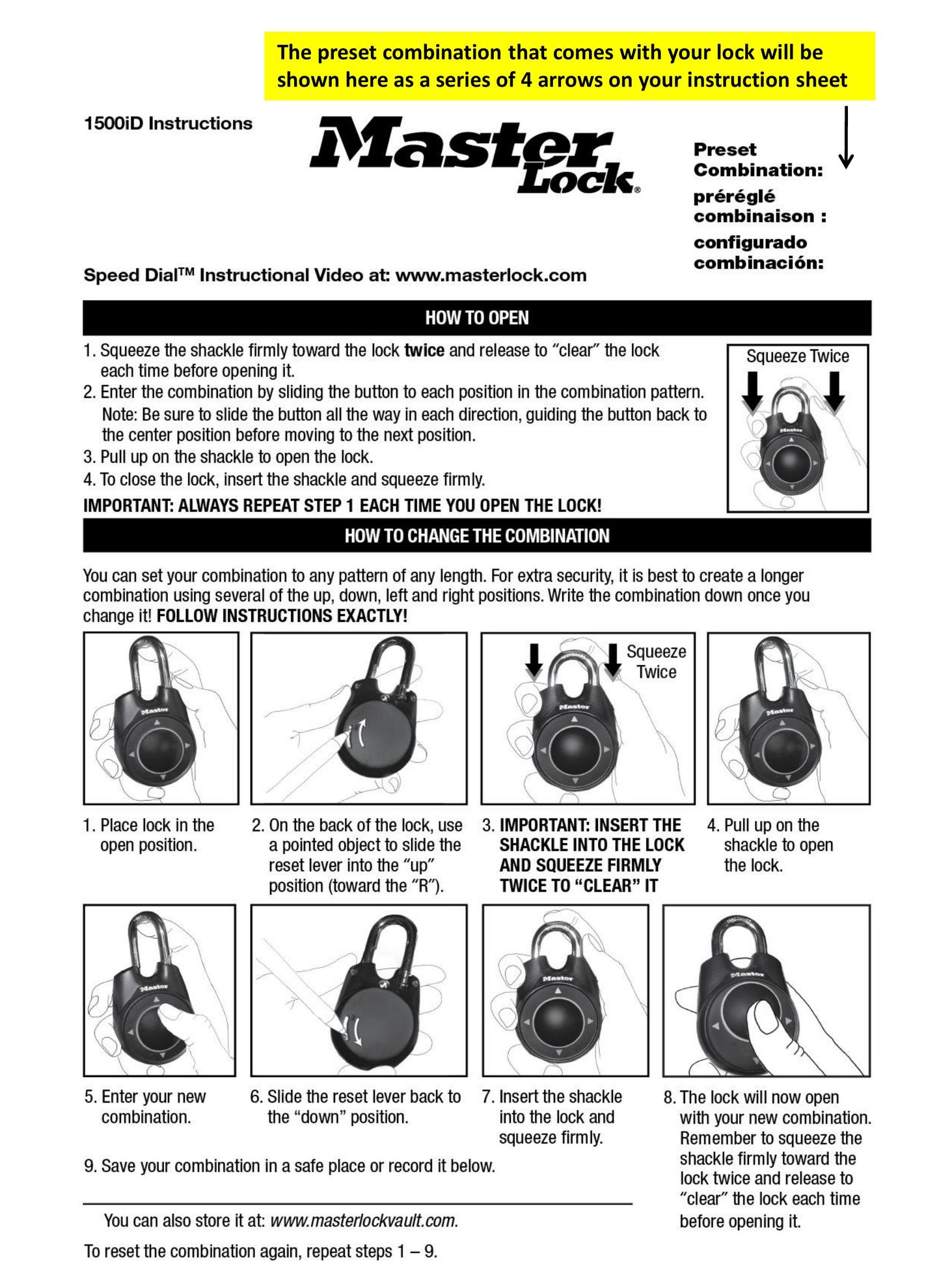 Master Lock 1500HD Door User Manual