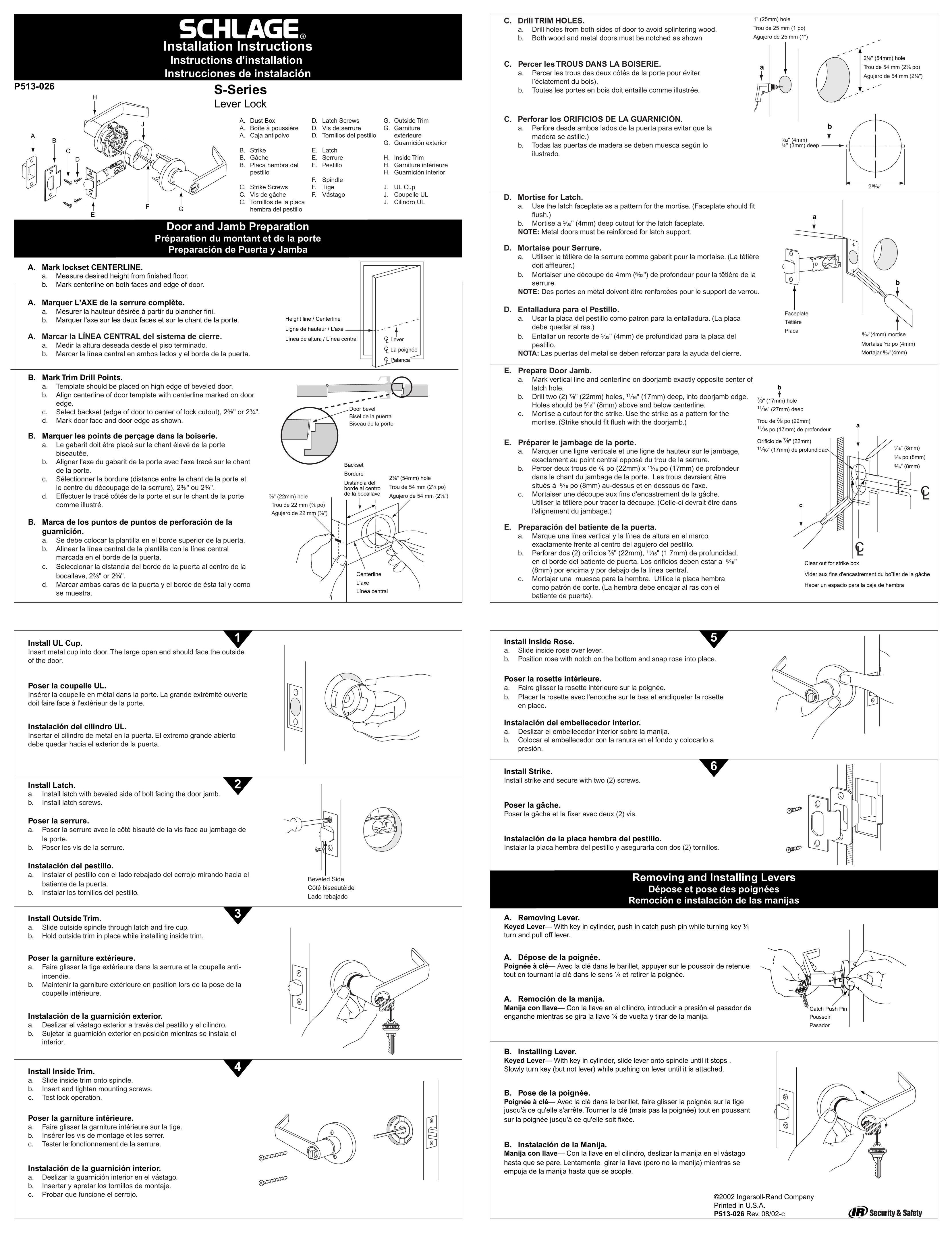 Schlage P513-026 Door User Manual