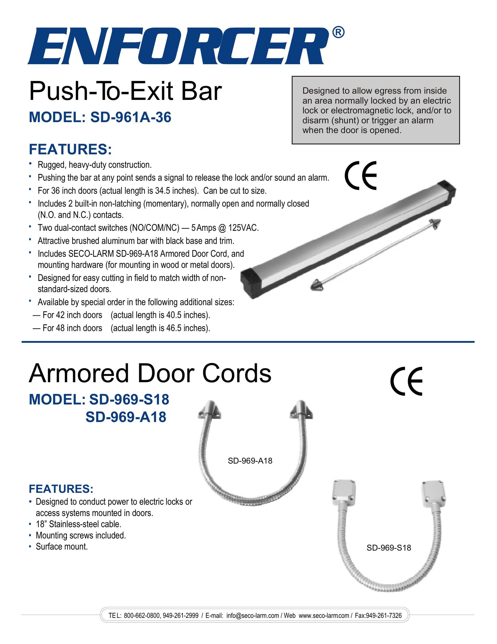 SECO-LARM USA SD-969-S18 Door User Manual