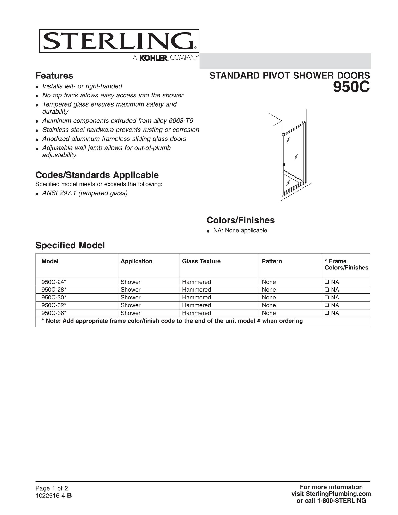 Sterling Plumbing 950C-24* Door User Manual