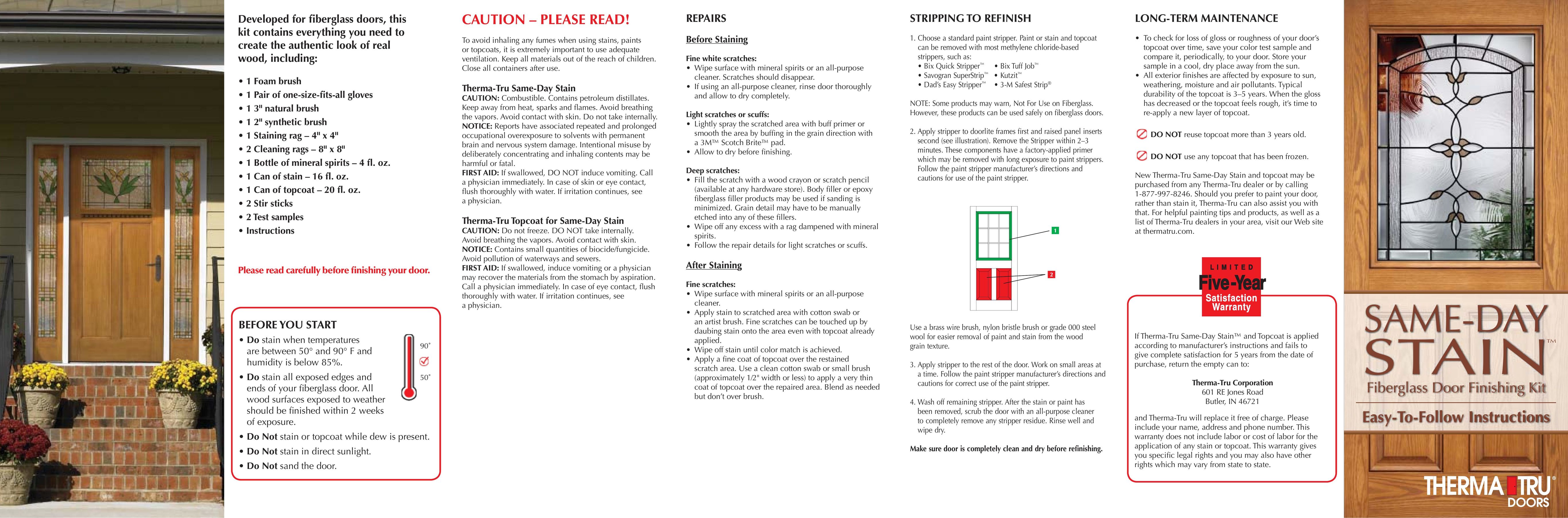 Therma-Tru Finishing Door Kit Door User Manual