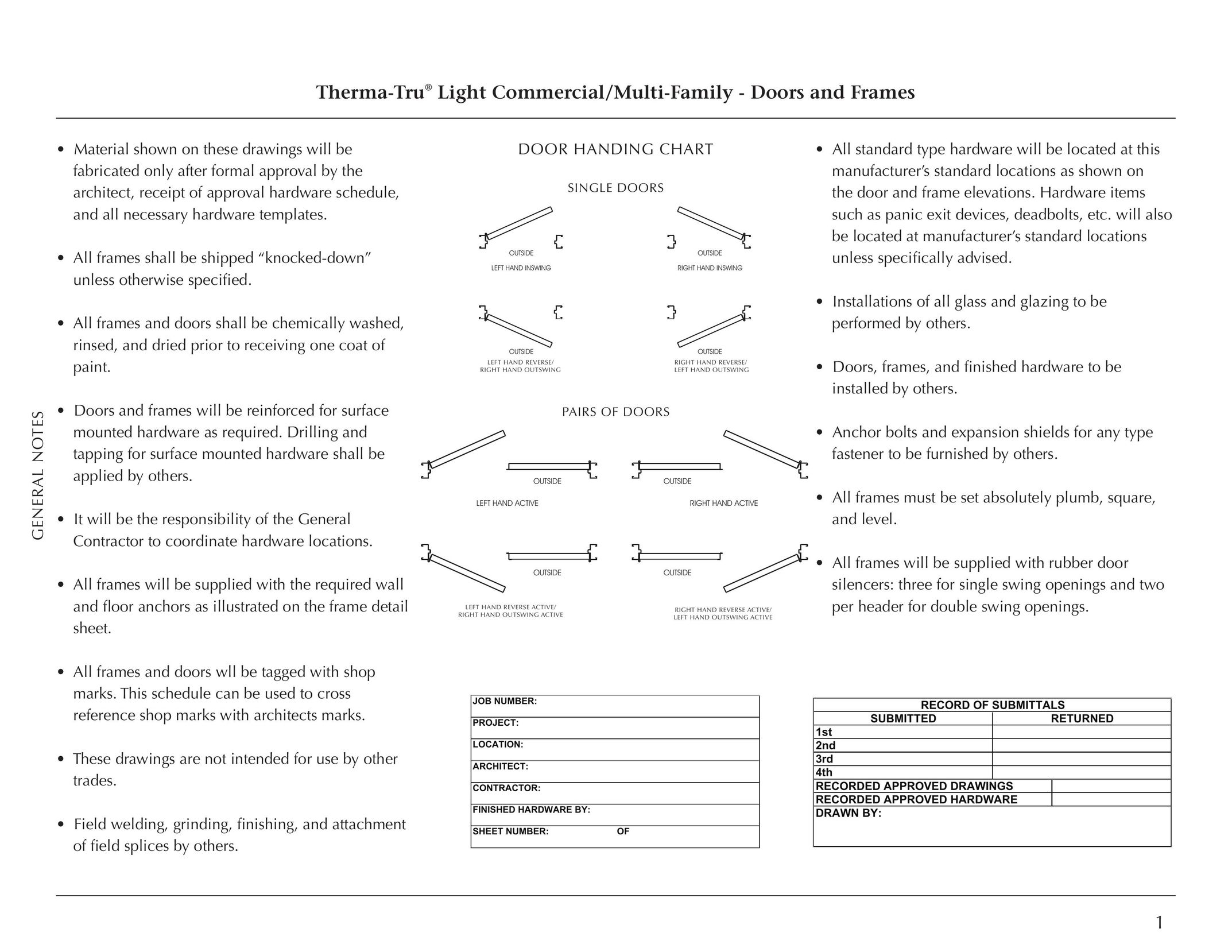 Therma-Tru Light Commercial Doors and Frames Door User Manual