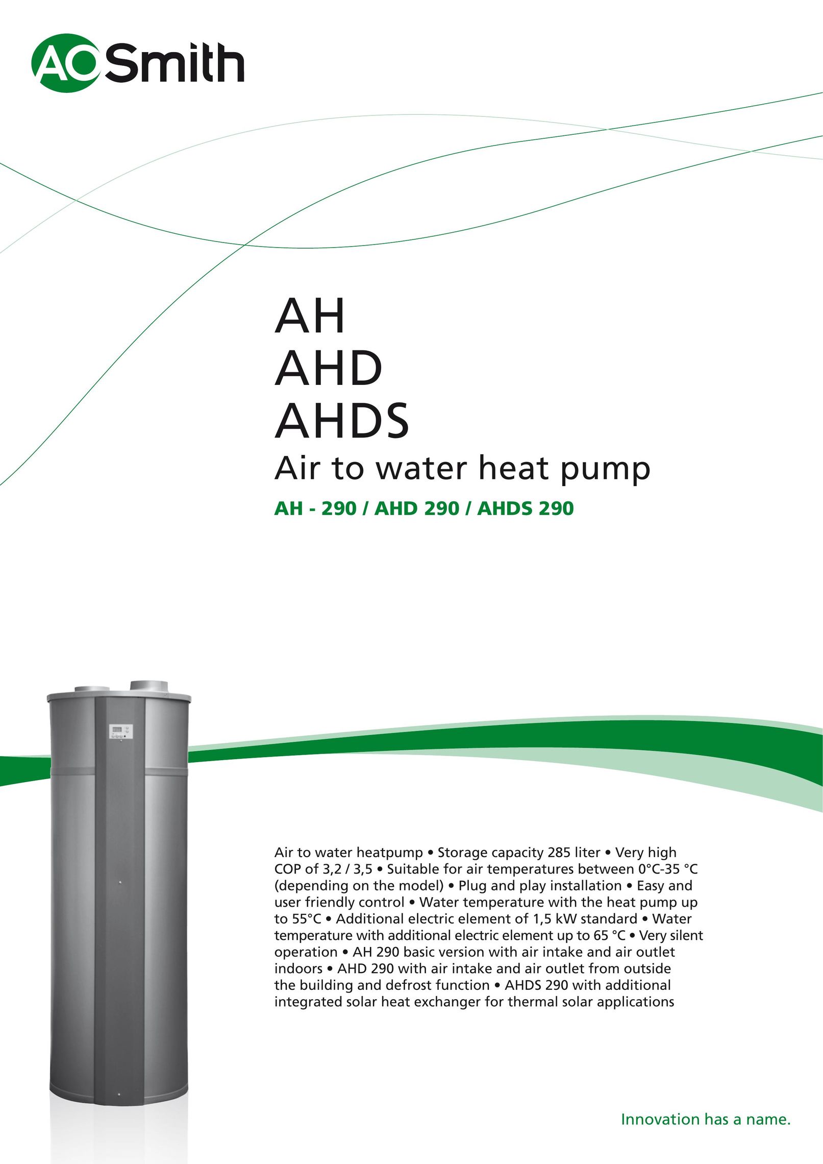 A.O. Smith AHD 290 Electric Heater User Manual