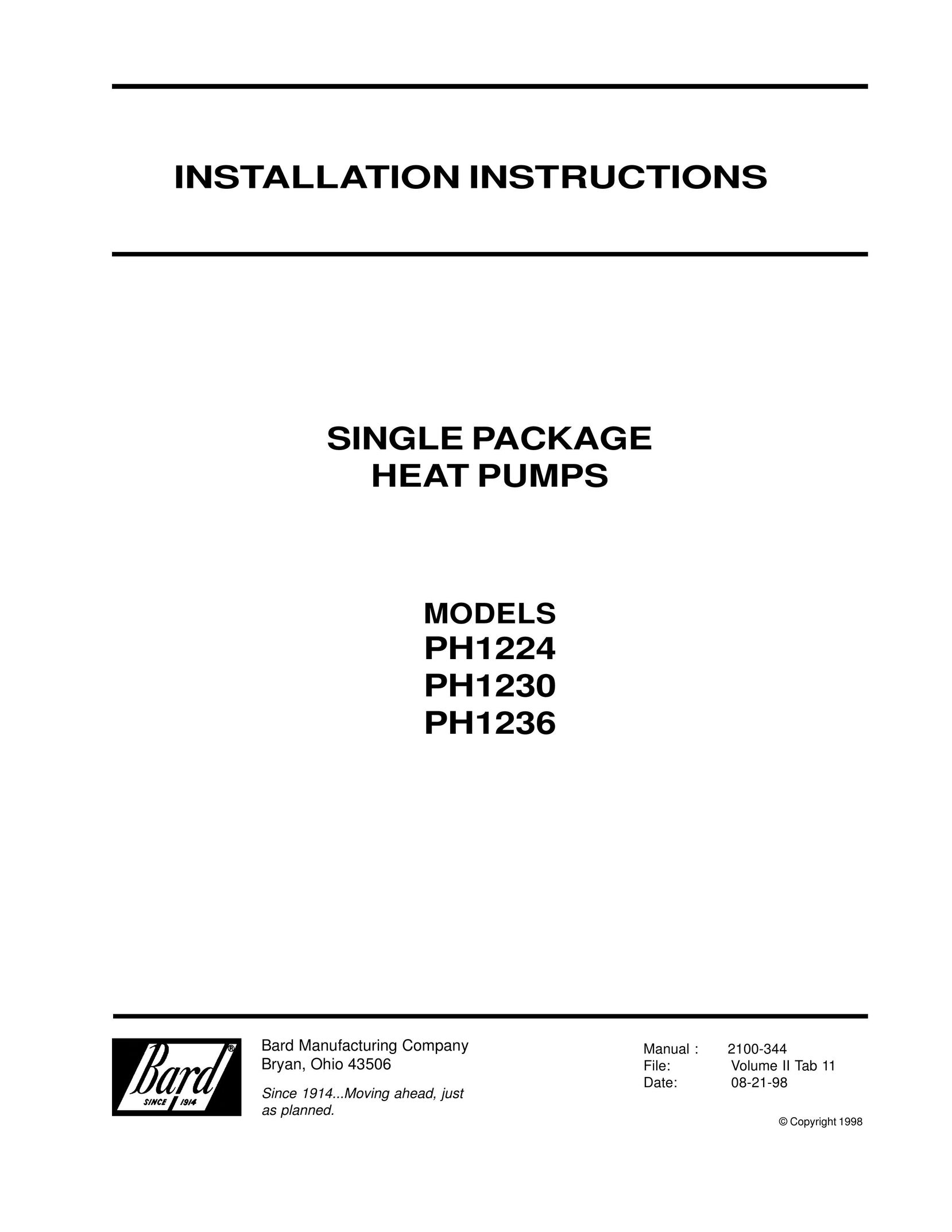 Bard PH1224 Electric Heater User Manual