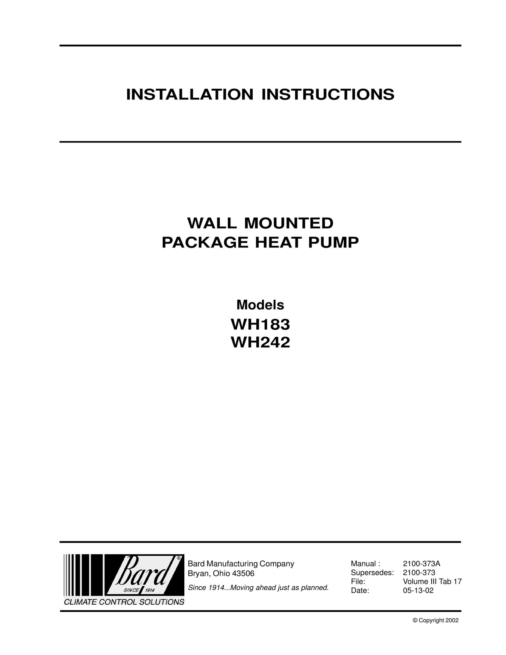 Bard WH242 Electric Heater User Manual