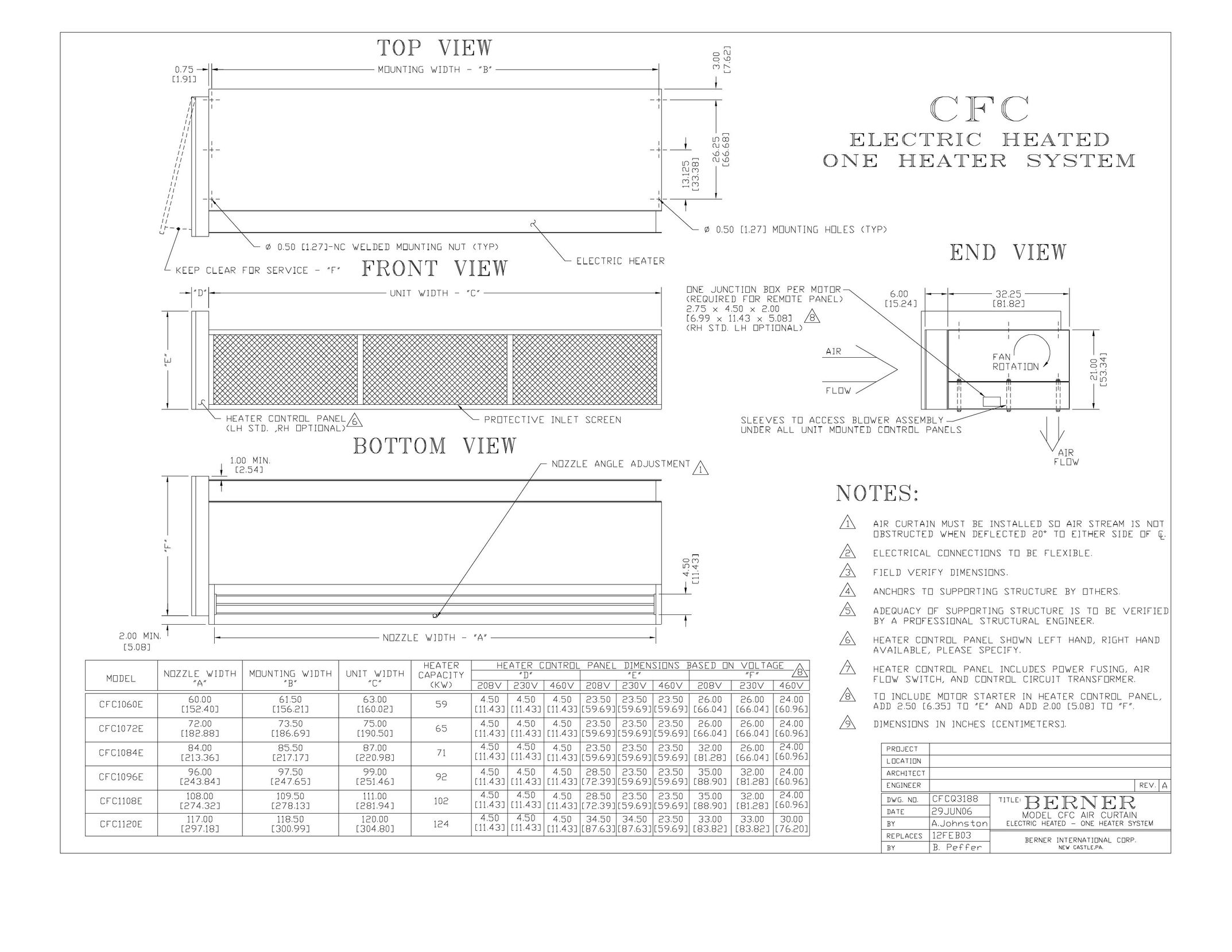 Berner International CFC Electric Heater User Manual