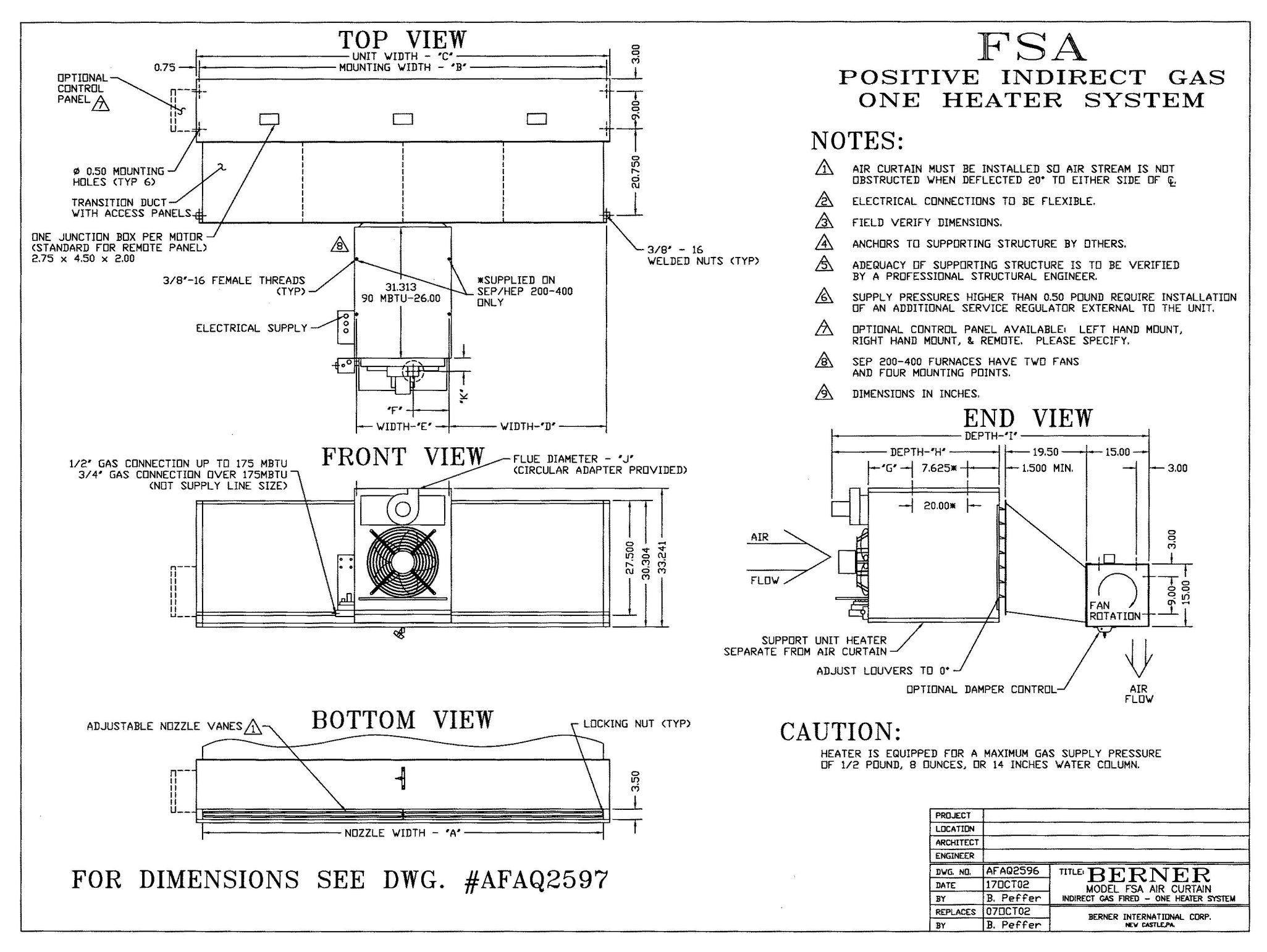 Berner International FSA Electric Heater User Manual