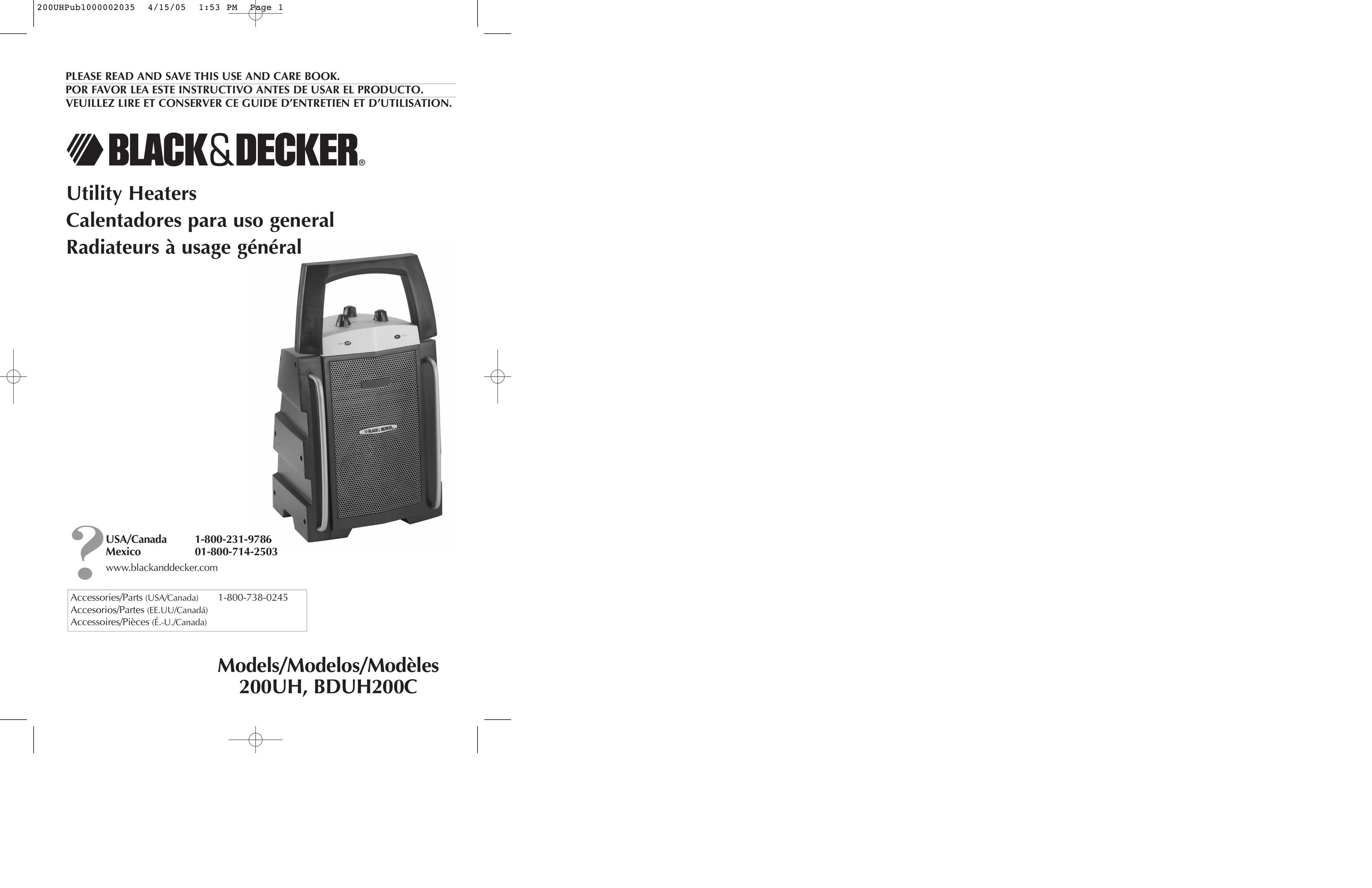 Black & Decker 200UH Electric Heater User Manual