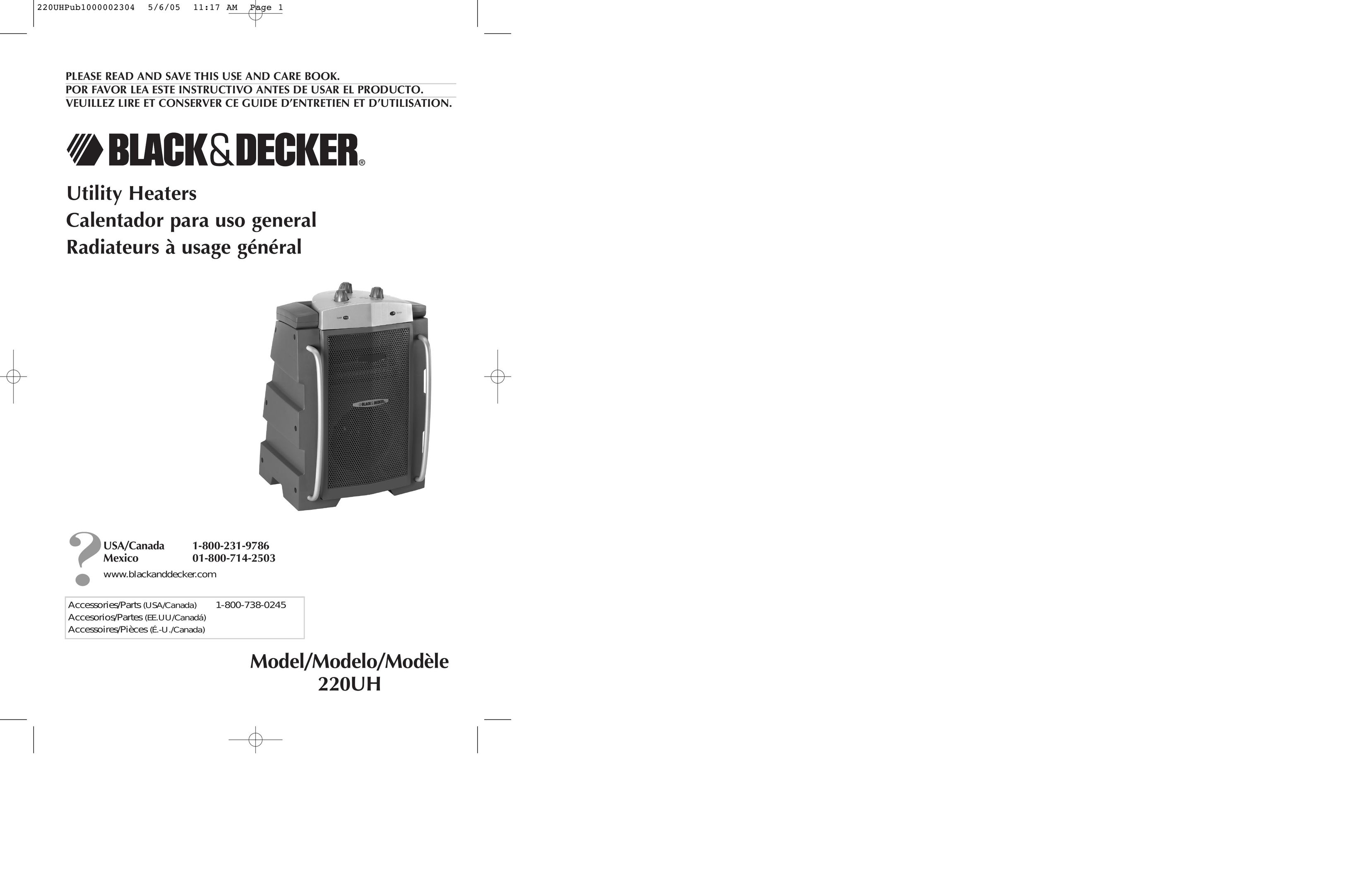 Black & Decker 220UH Electric Heater User Manual