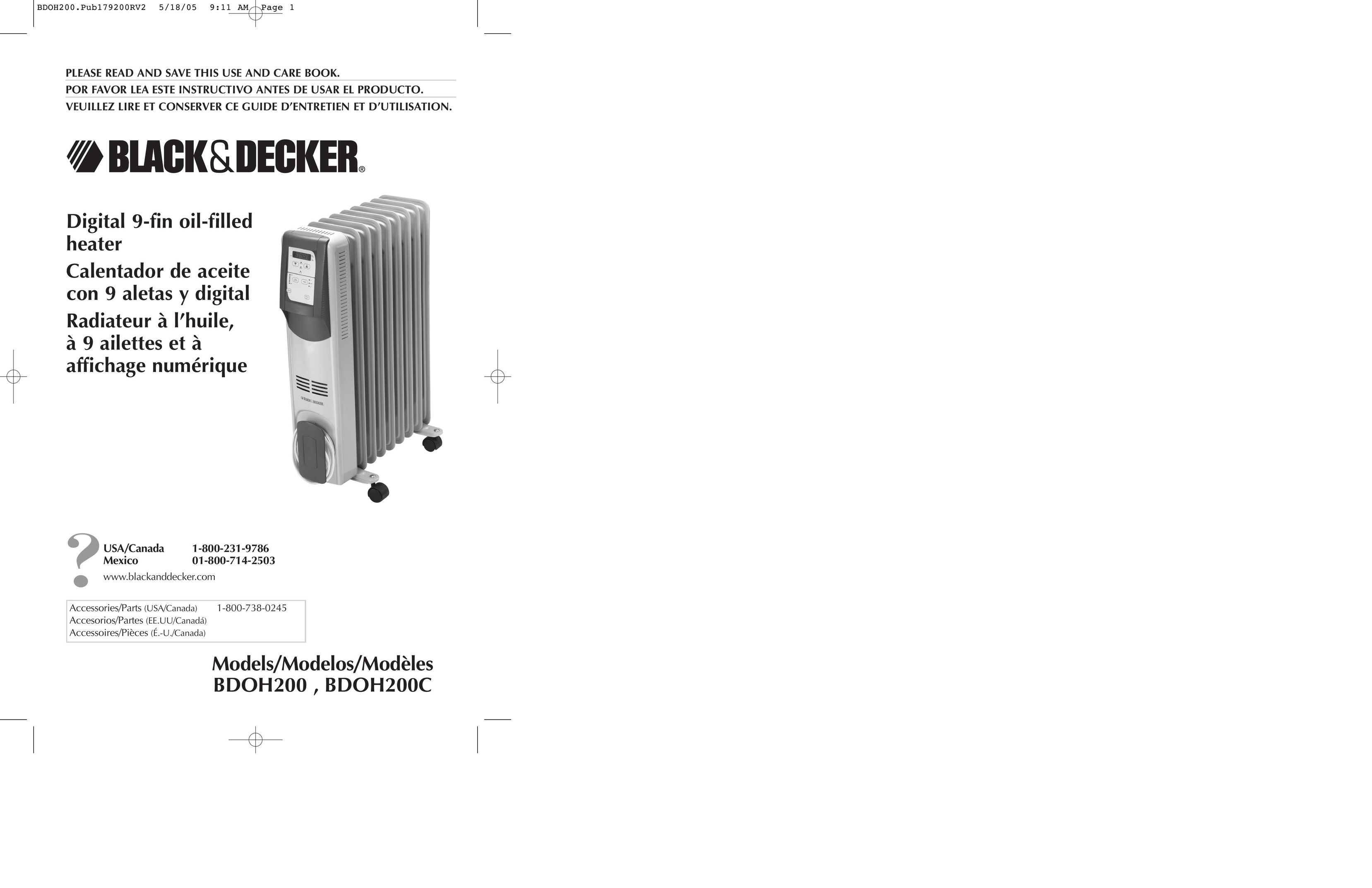 Black & Decker BDOH200 Electric Heater User Manual