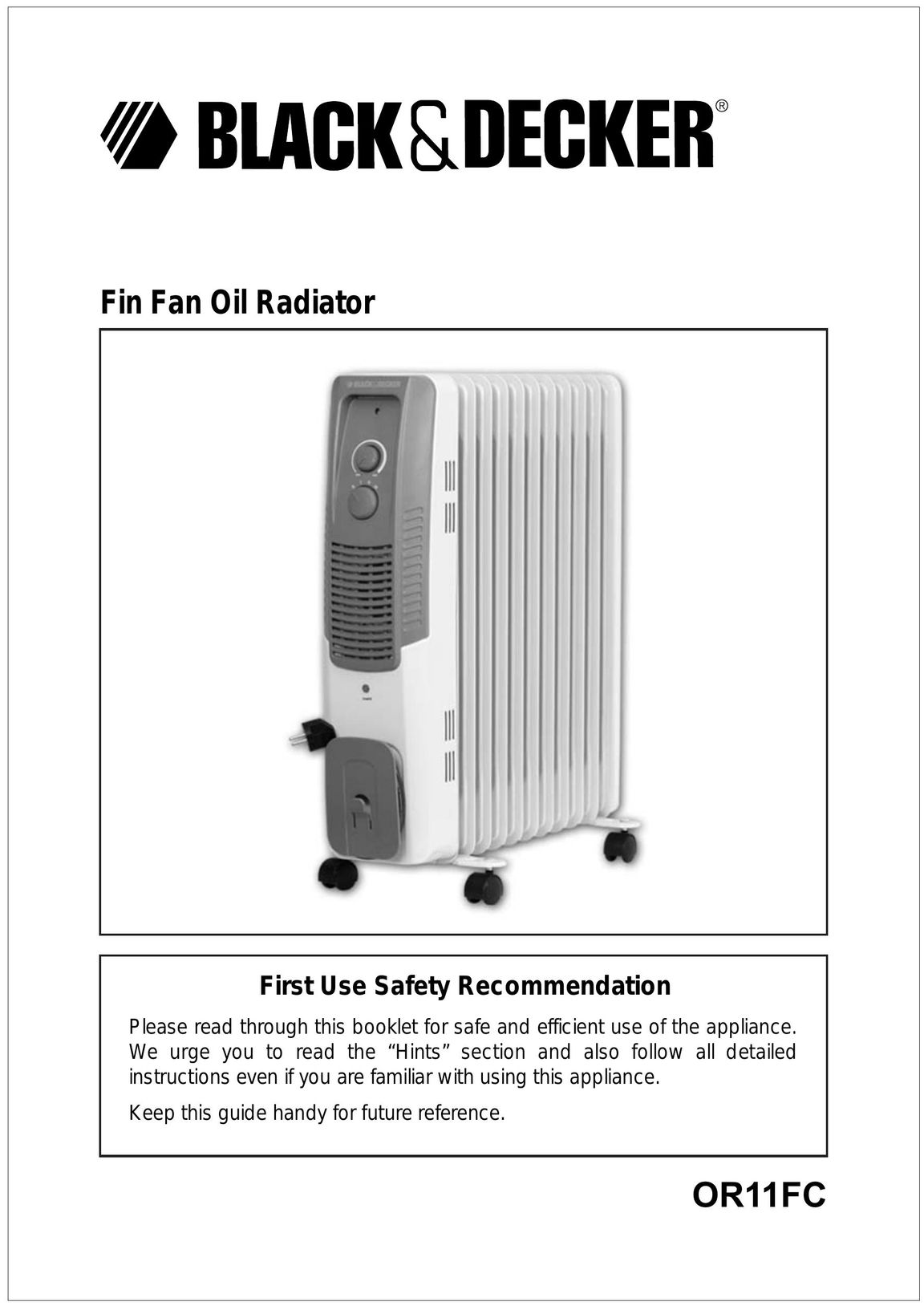 Black & Decker OR11FC Electric Heater User Manual