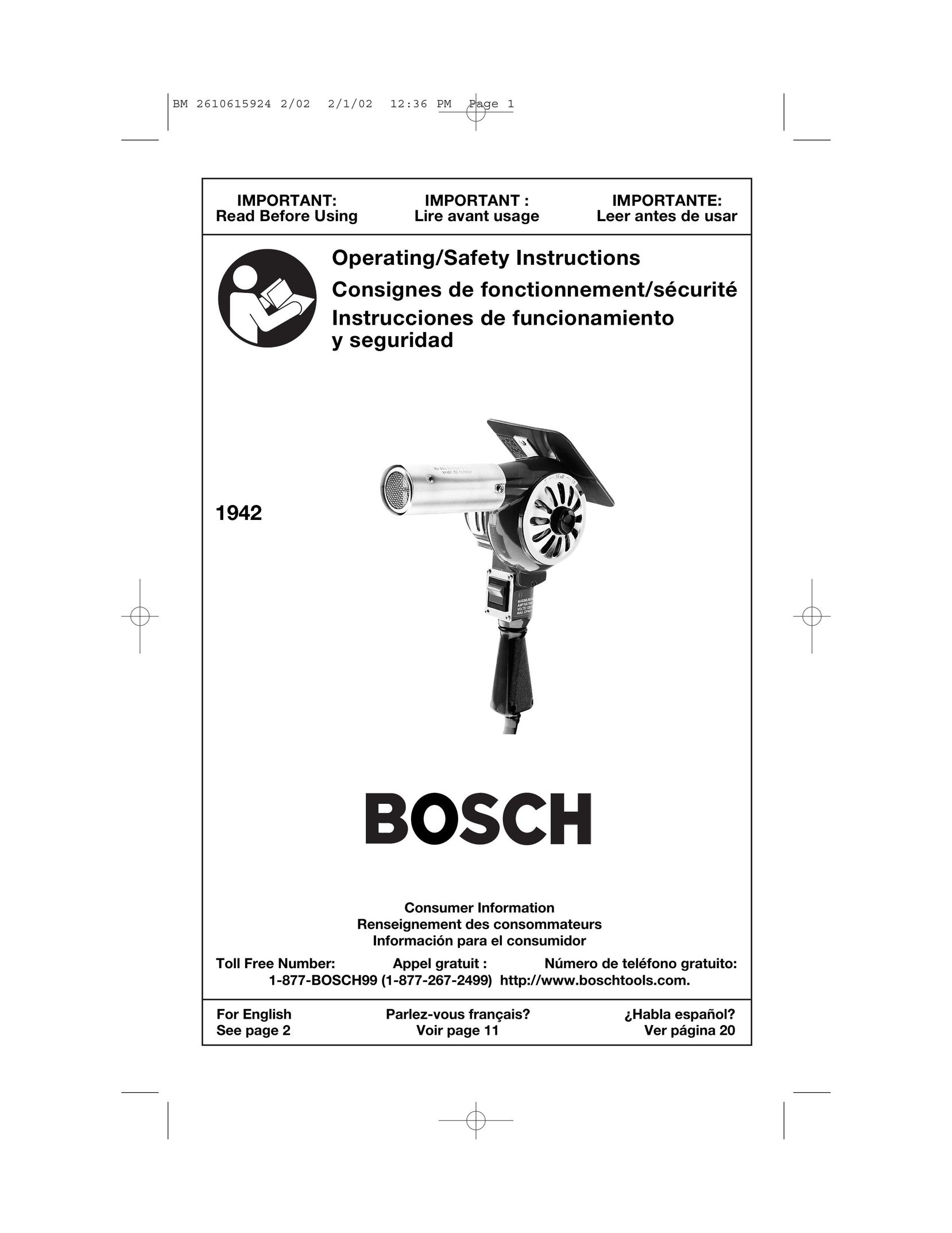 Bosch Power Tools 1942 Electric Heater User Manual