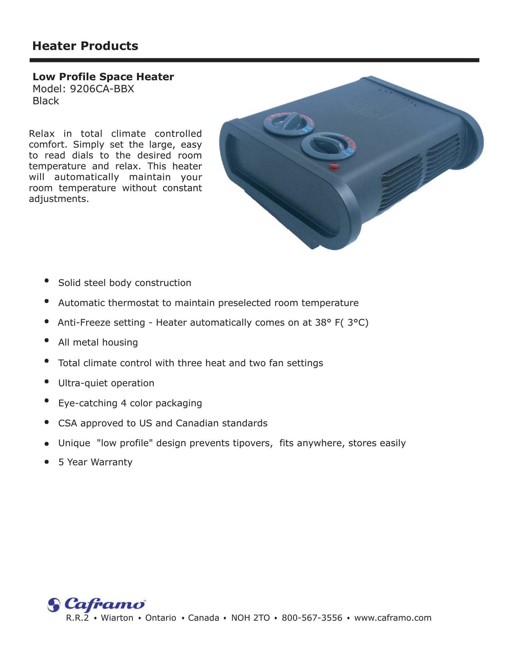 Caframo 9206CA-BBX Electric Heater User Manual