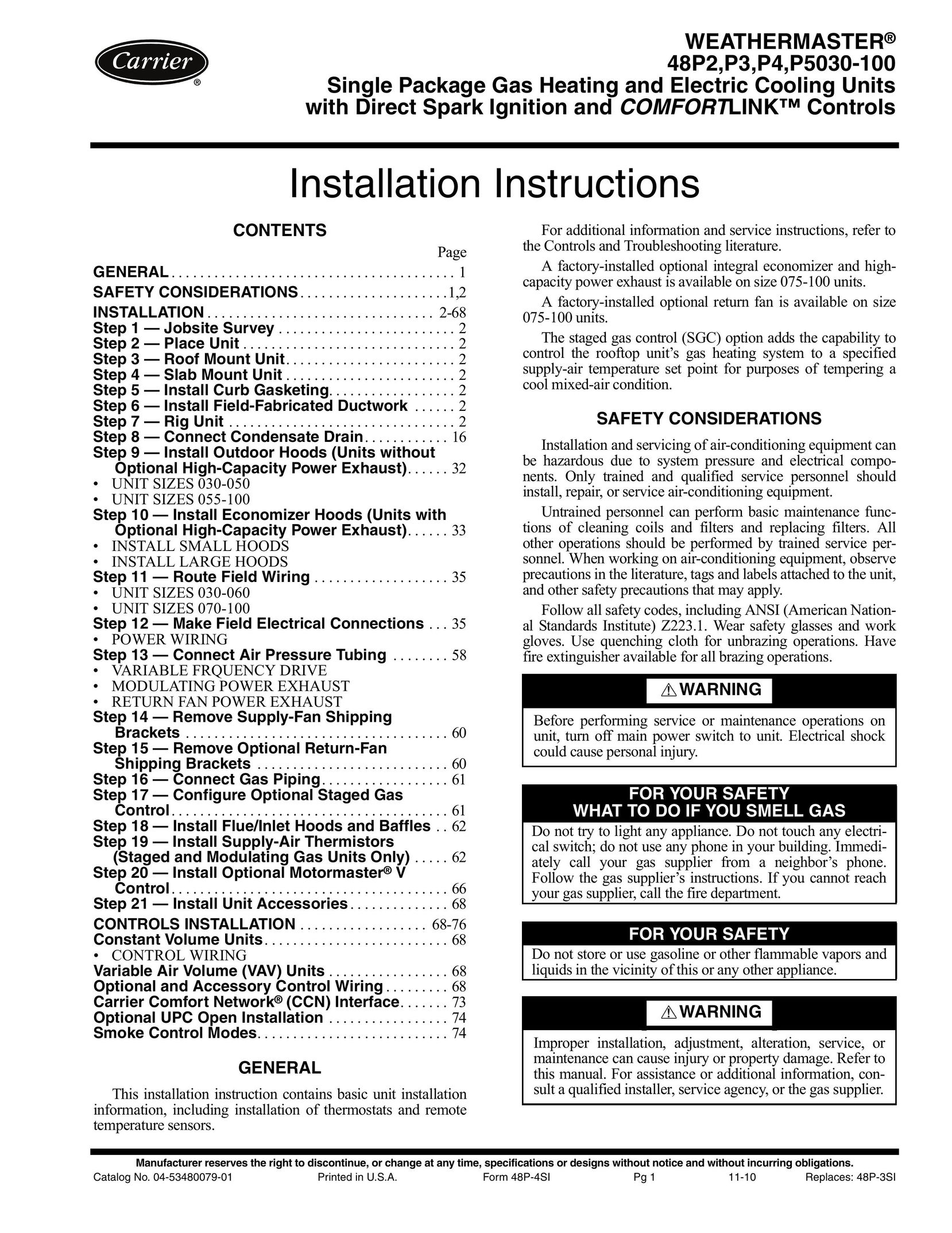 Carrier P5030-100 Electric Heater User Manual