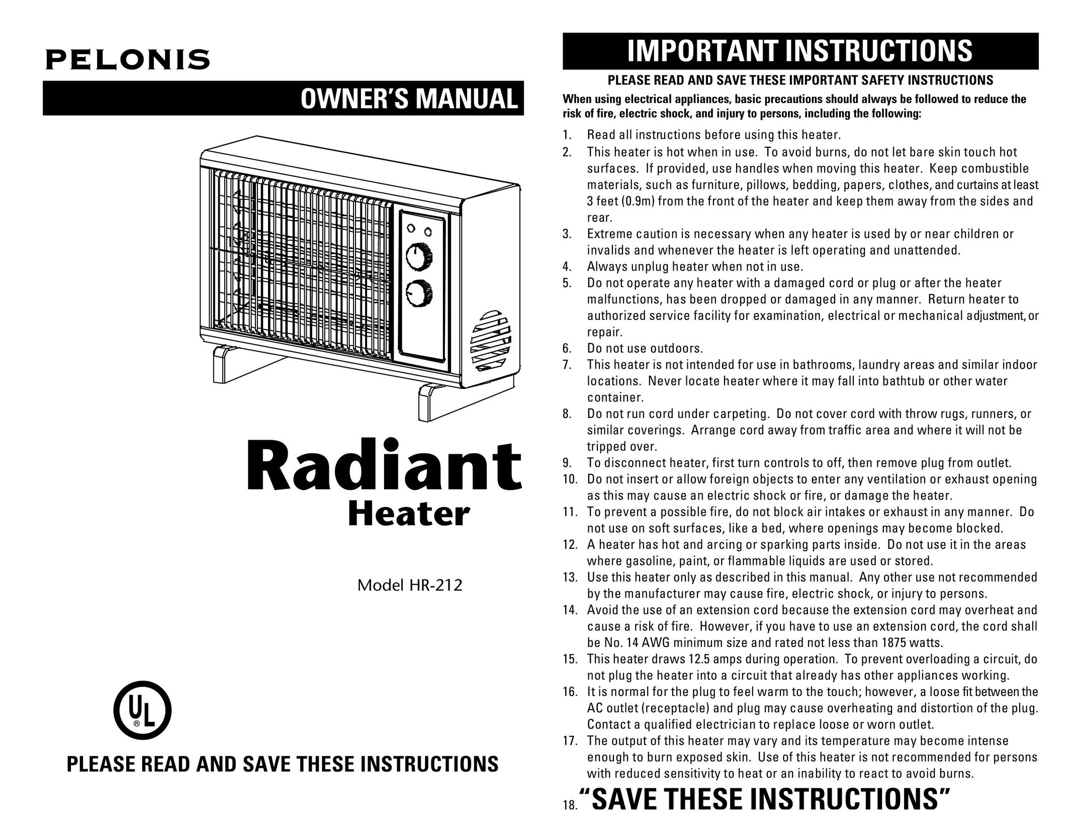 Casio HR-212 Electric Heater User Manual
