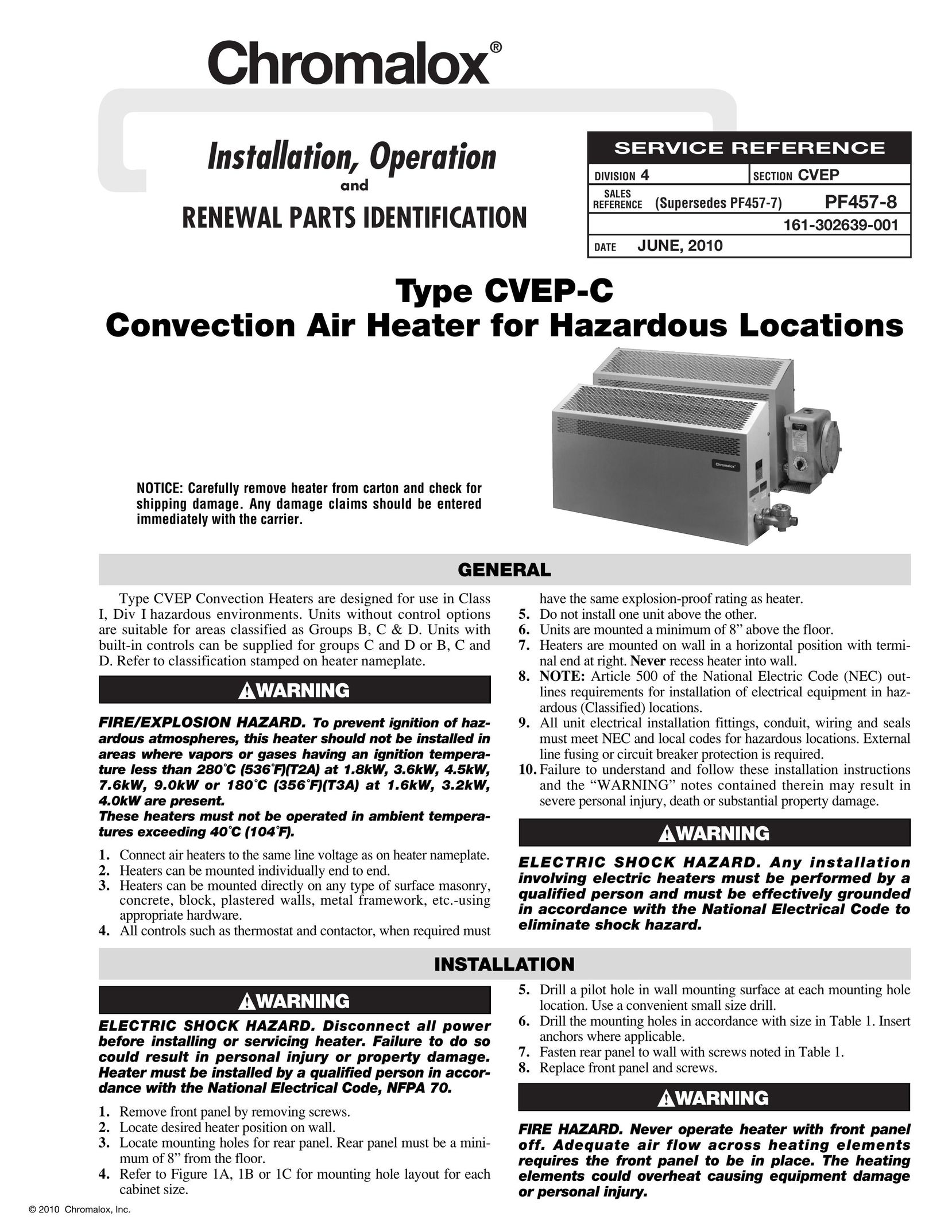 Chromalox CVEP-C Electric Heater User Manual