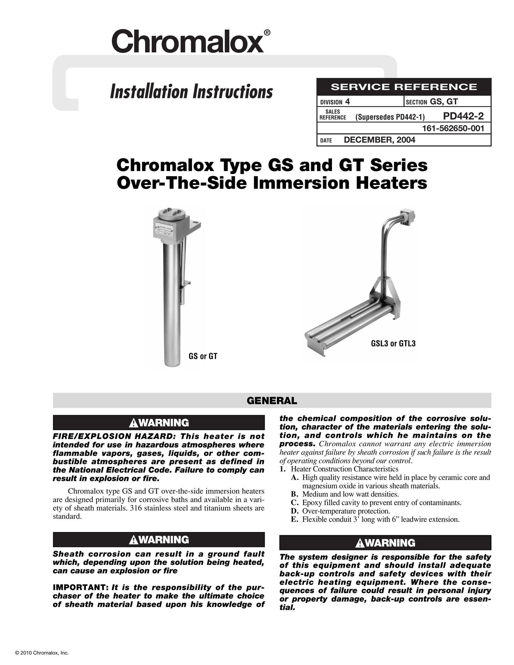 Chromalox GSL3 Electric Heater User Manual