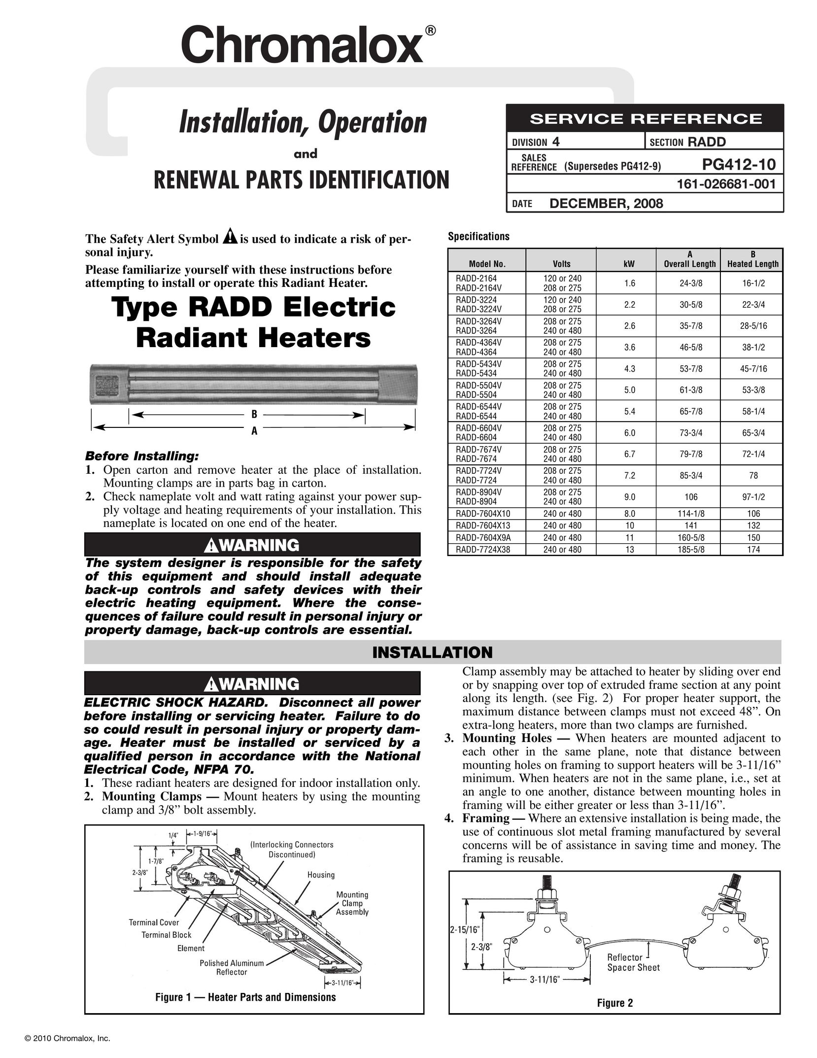 Chromalox PG412-10 Electric Heater User Manual