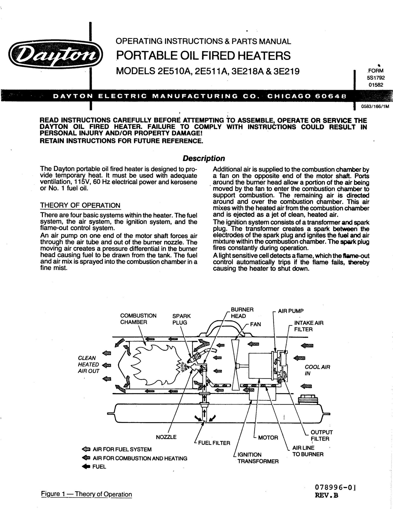 Dayton 3E218A Electric Heater User Manual