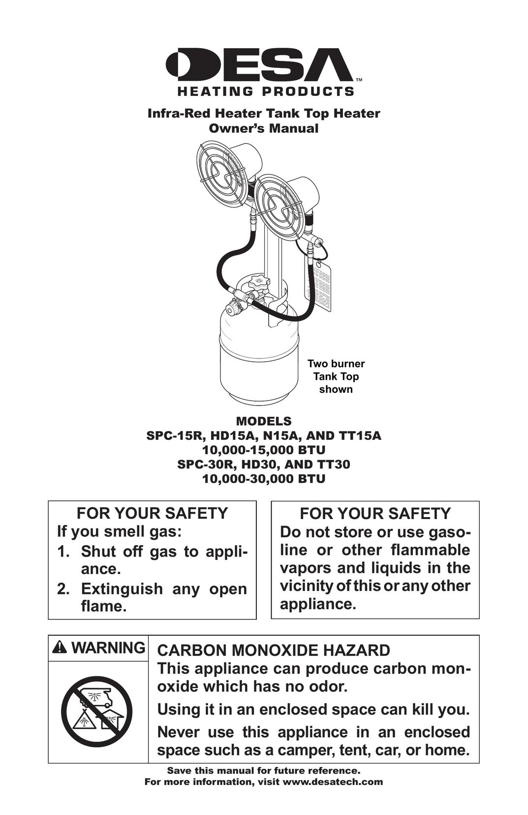Desa 000 BTU SPC-30R Electric Heater User Manual