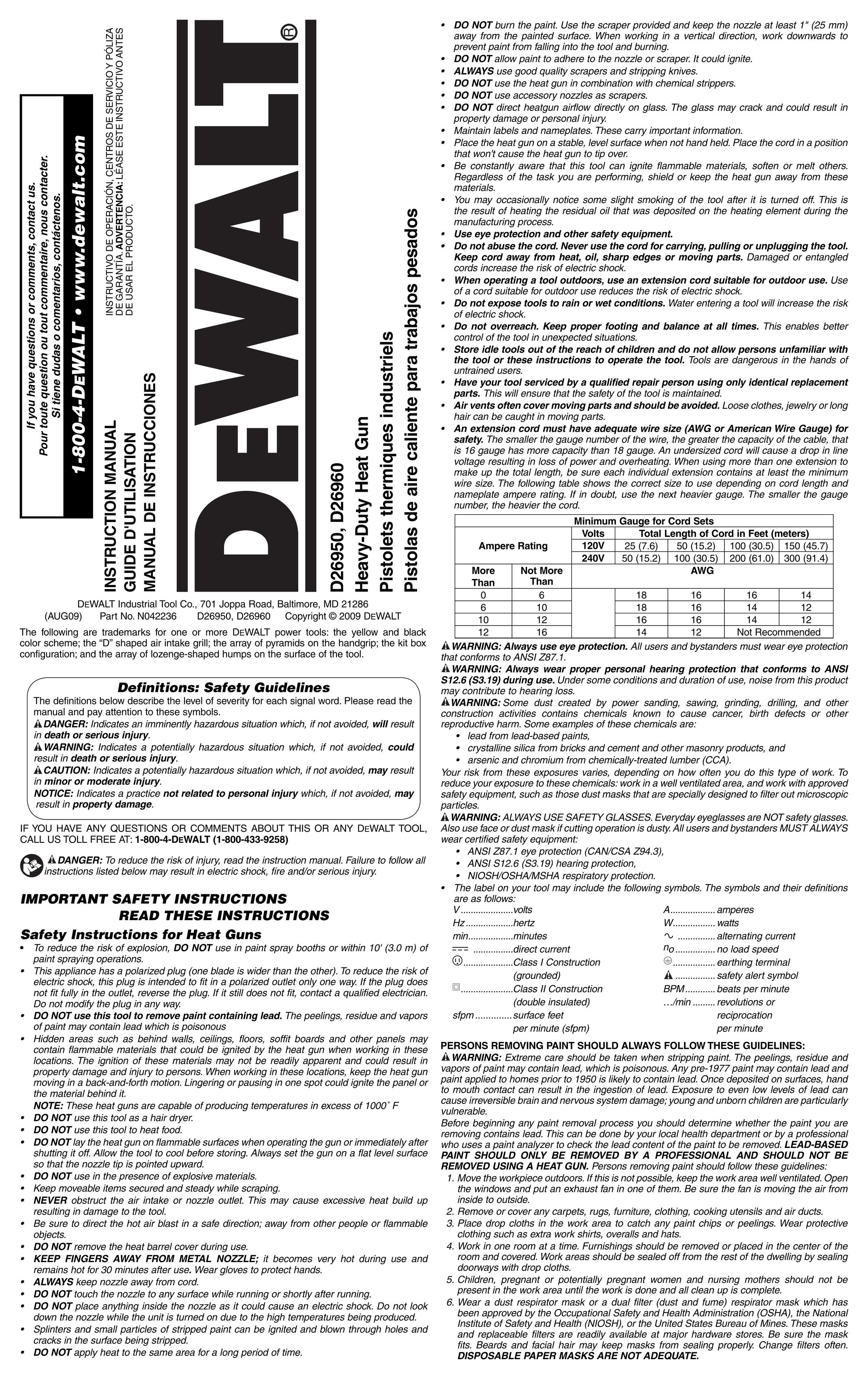 DeWalt D26950 Electric Heater User Manual