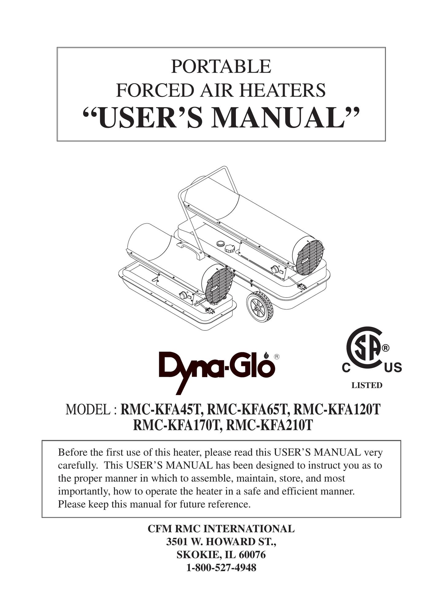 Dyna-Glo RMC-KFA210T Electric Heater User Manual