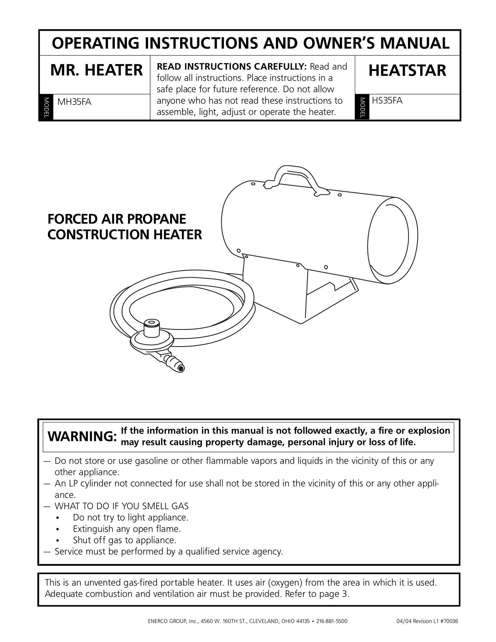 Enerco HS35FA Electric Heater User Manual